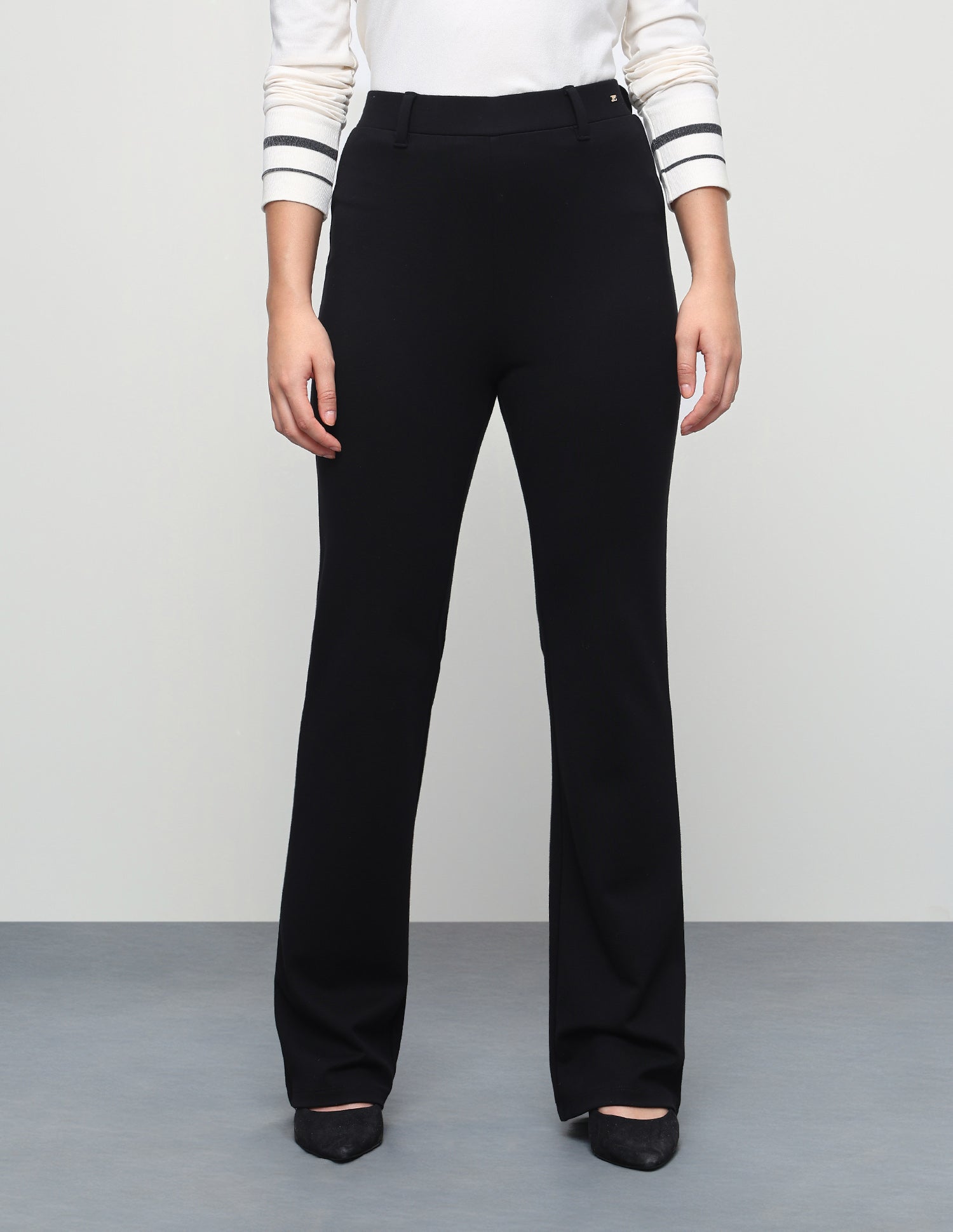 Solid Flared Fit Trouser Black - U.S. Polo Assn. India | Large