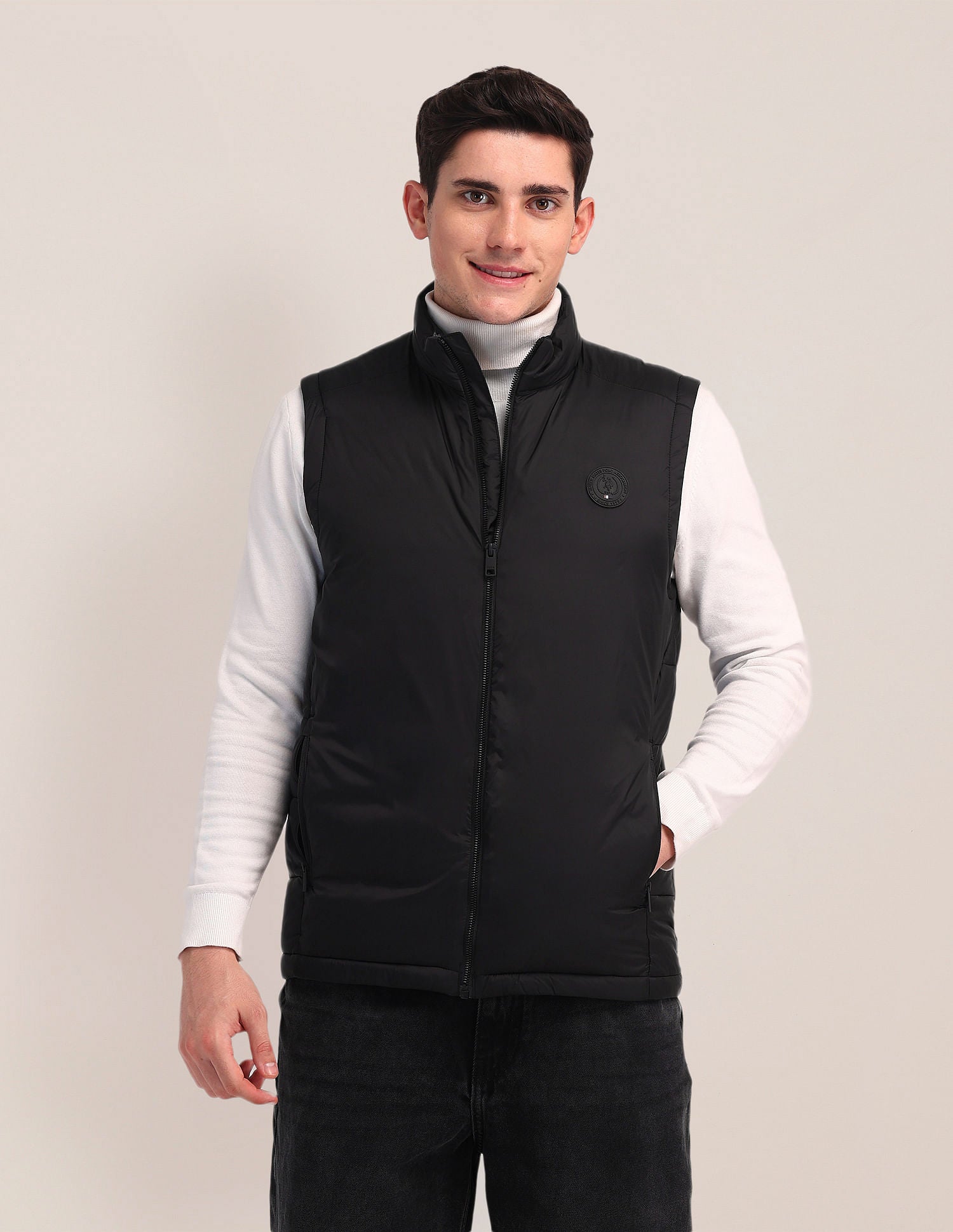 High Neck Padded Jacket Black - U.S. POLO ASSN. | Large