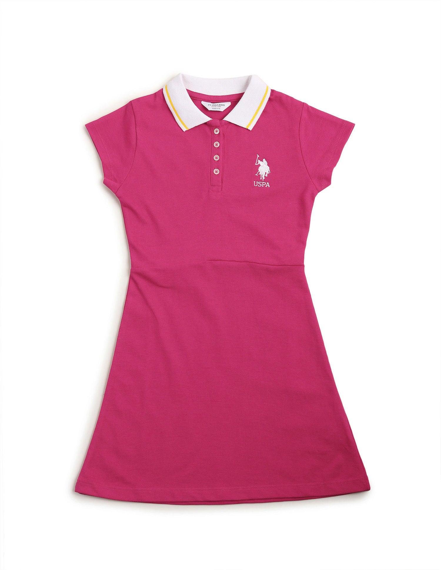 Girls Solid A-Line Dress Pink - U.S. Polo Assn. India | Large