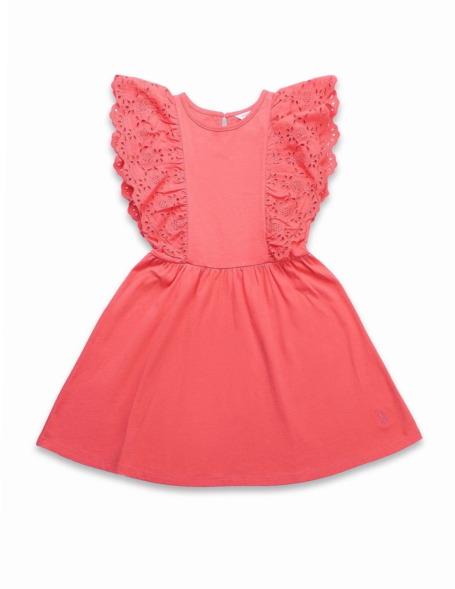 Girls Schiffli Fit And Flare Dress Coral - U.S. POLO ASSN. | Large