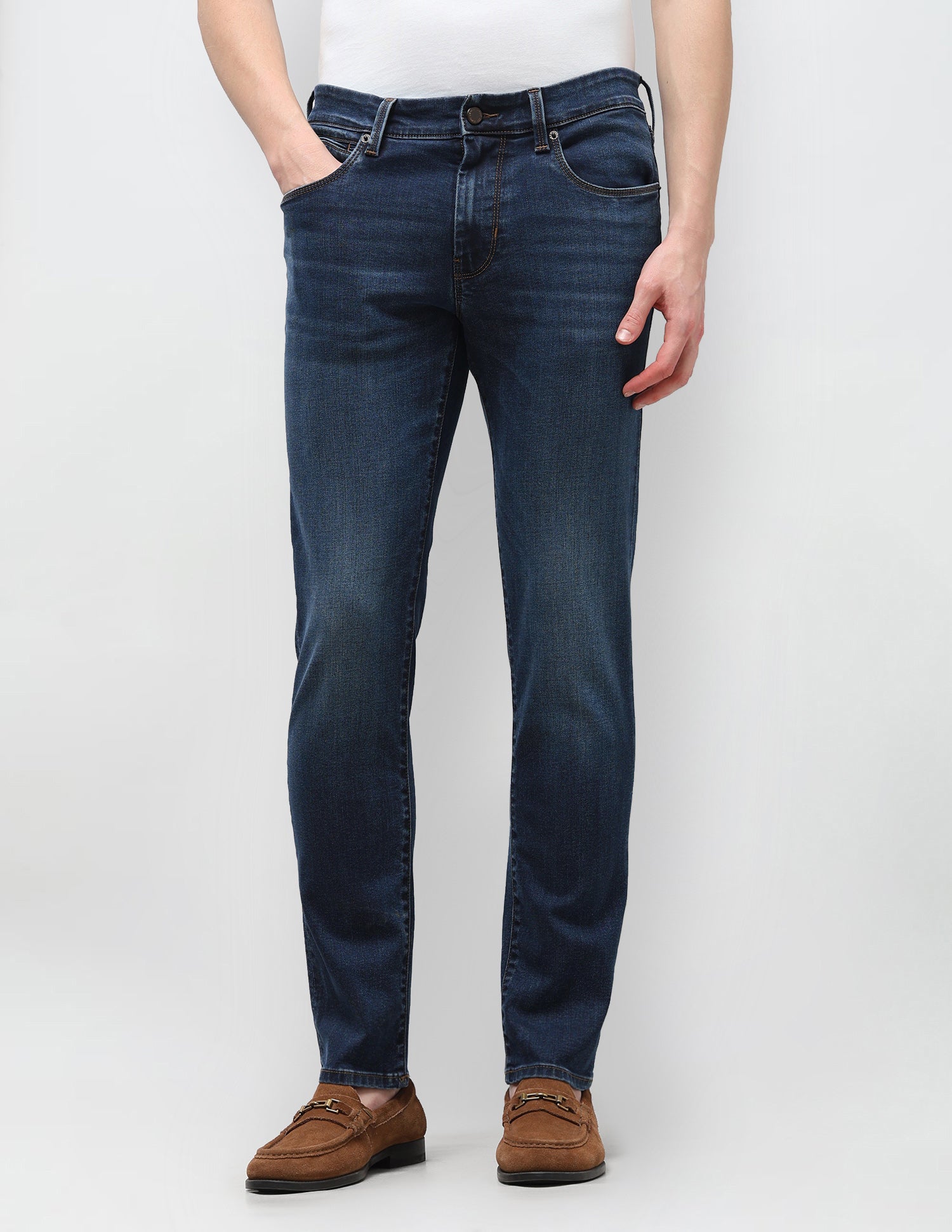 Brandon Slim Tapered Fit Blue Jeans Mid Blue - U.S. Polo Assn. India | Large