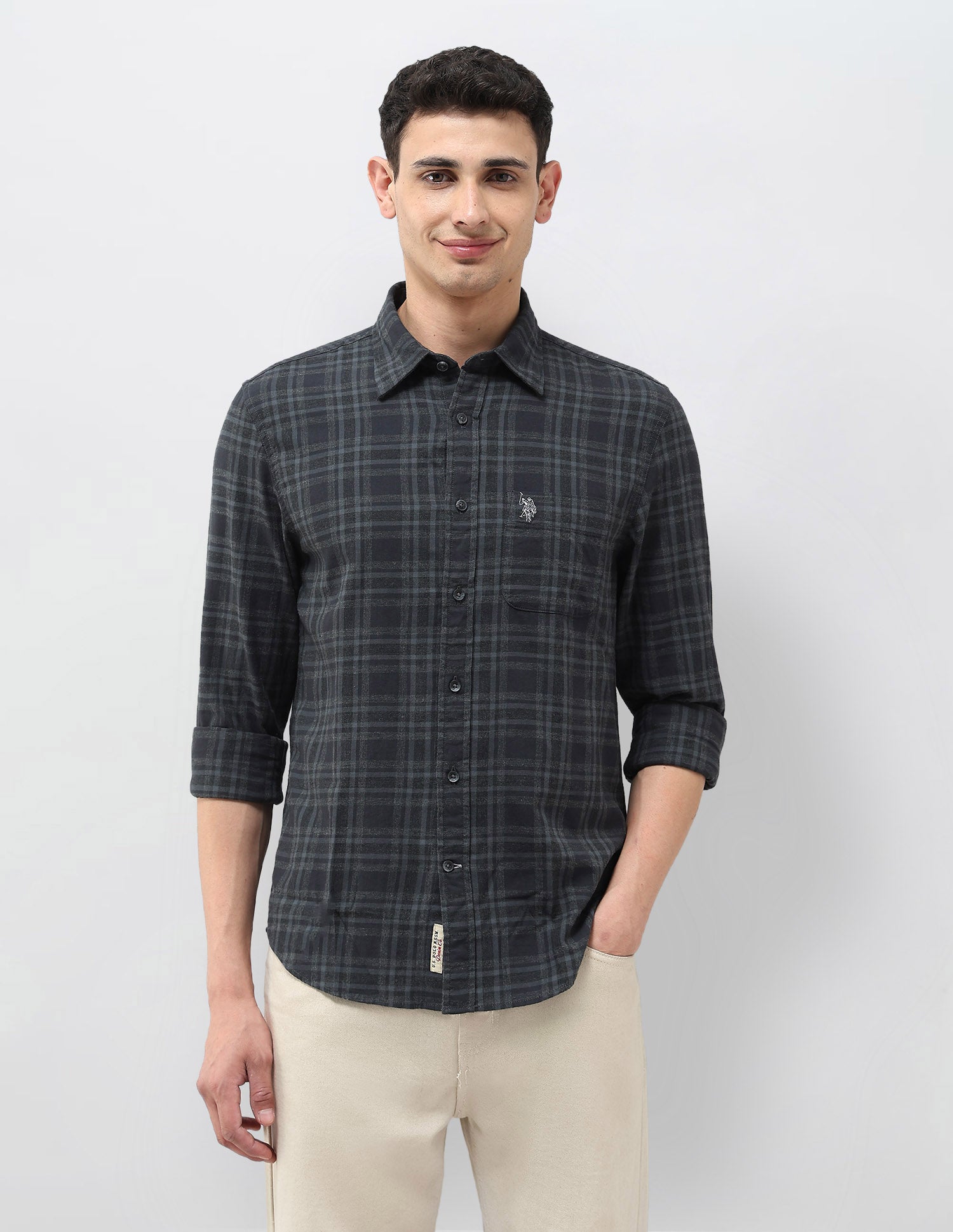Tartan Checked Regular Fit Shirt Dark Grey - U.S. Polo Assn. India | Large