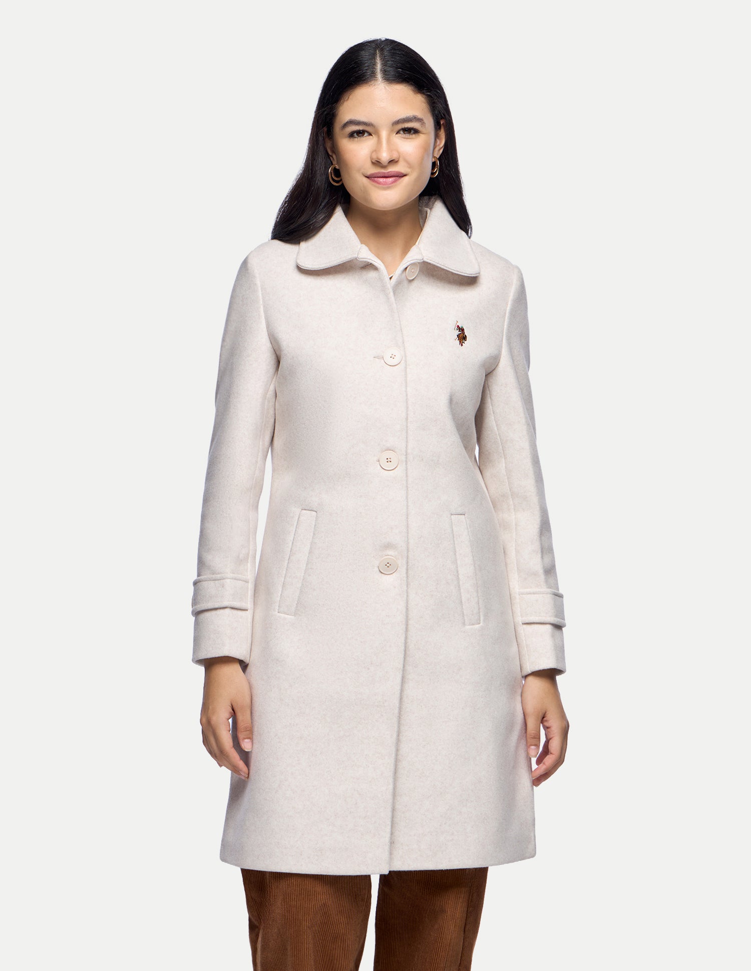 Longline Relaxed Fit Coat Jacket Beige - U.S. Polo Assn. India | Large