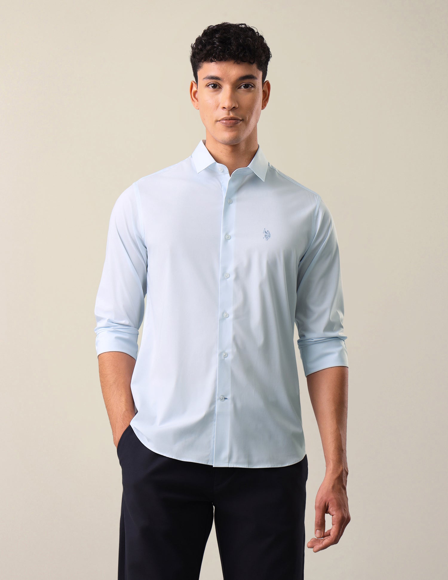 Solid Tailored Fit Shirt Light Blue - U.S. Polo Assn. India | Large