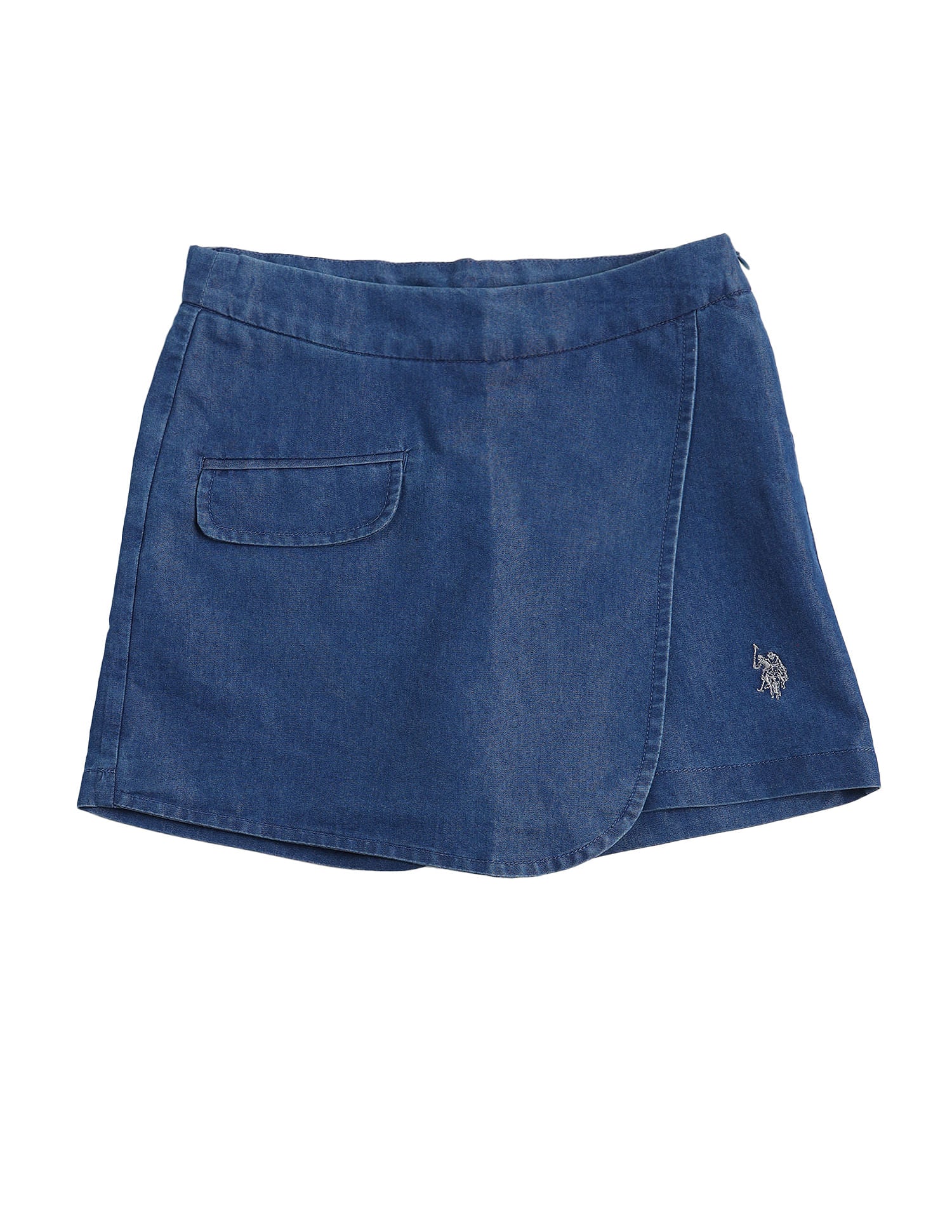 Girls Cotton Denim Skorts Medium Blue - U.S. Polo Assn. India | Large