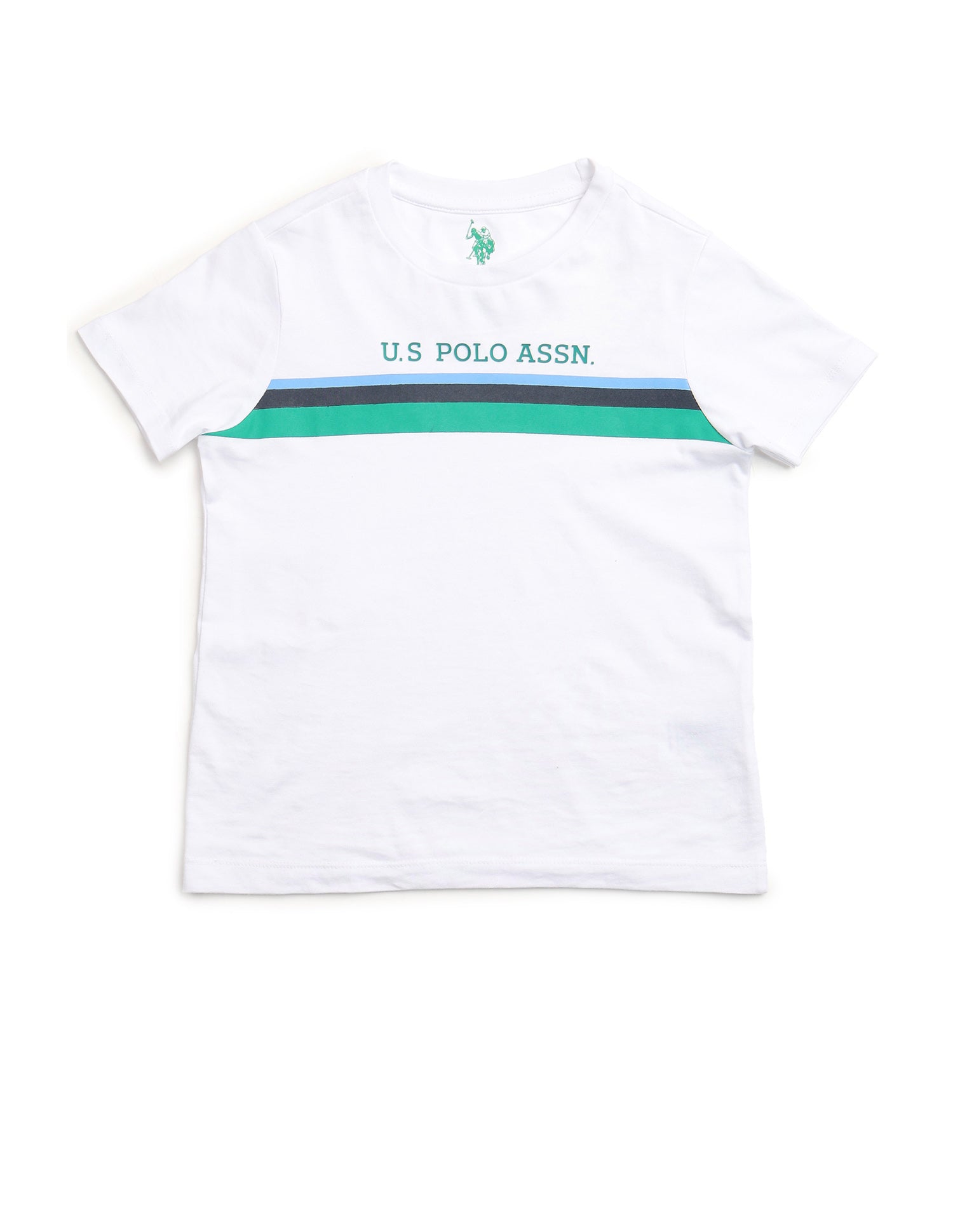 Boys Horizontal Striped Regular Fit T-Shirt White - U.S. POLO ASSN. | Large