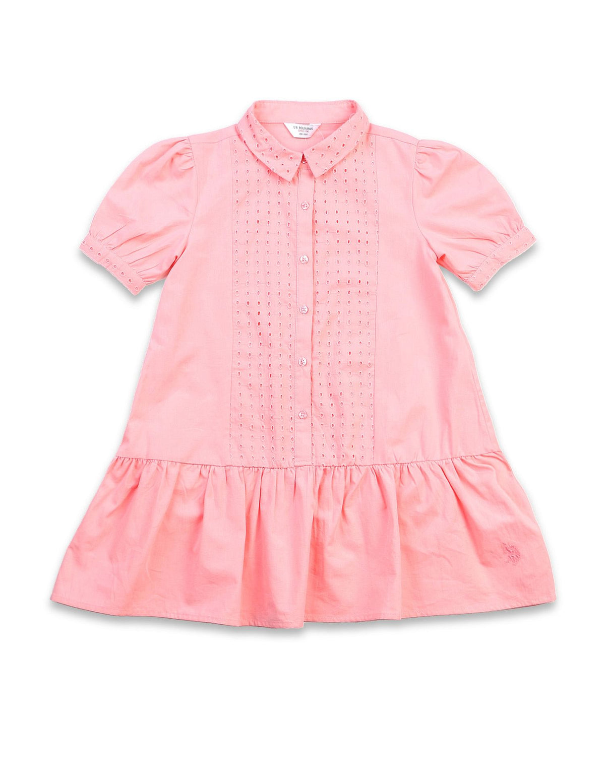 Girls Schiffli A-Line Mini Dress – Polo India - Main Image