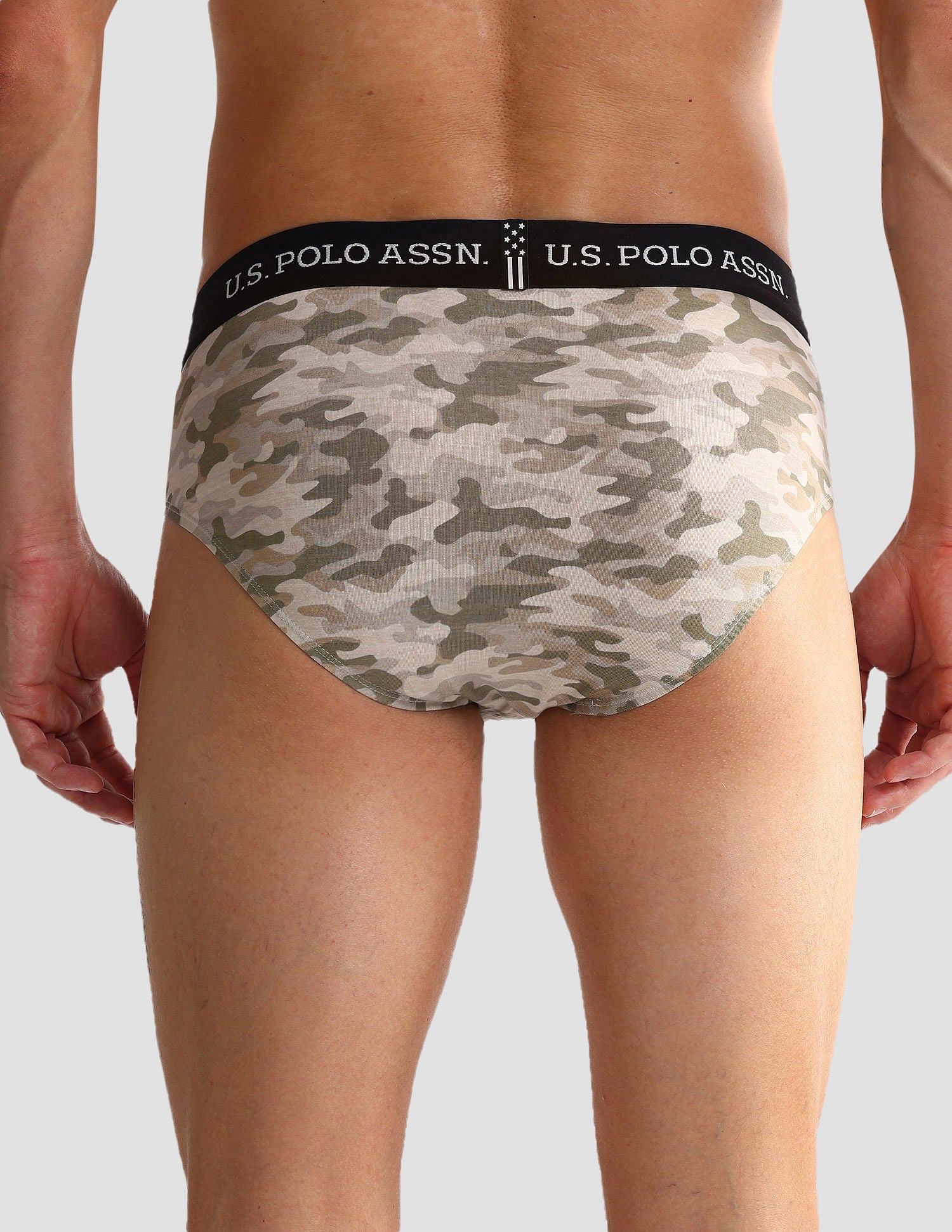 Elasticized Waist OEB09 Briefs - Pack Of 2 Camo Beige and Beige - U.S. POLO ASSN. | Large