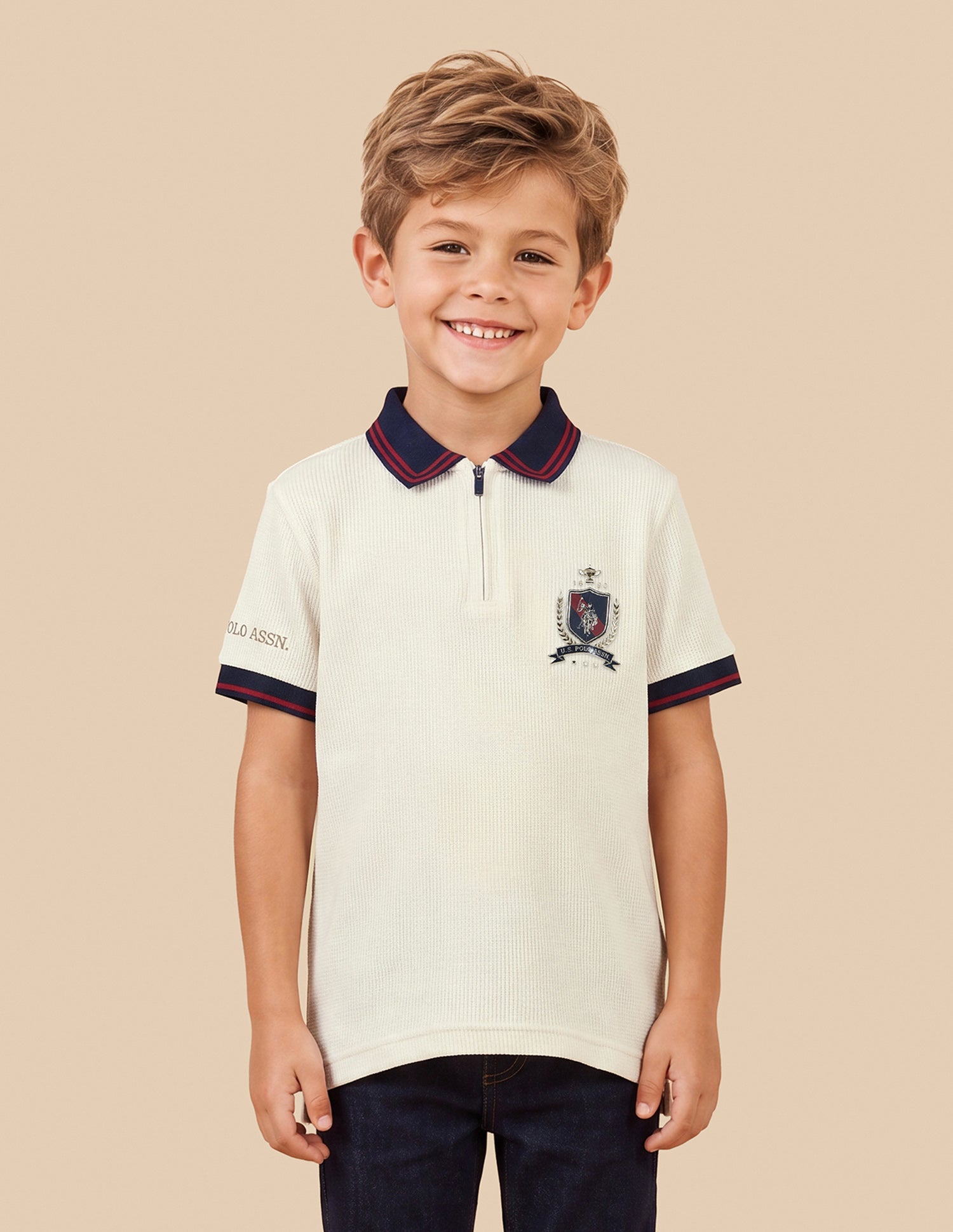 Solid Regular Fit Polo Shirt Off White - U.S. Polo Assn. India | Large