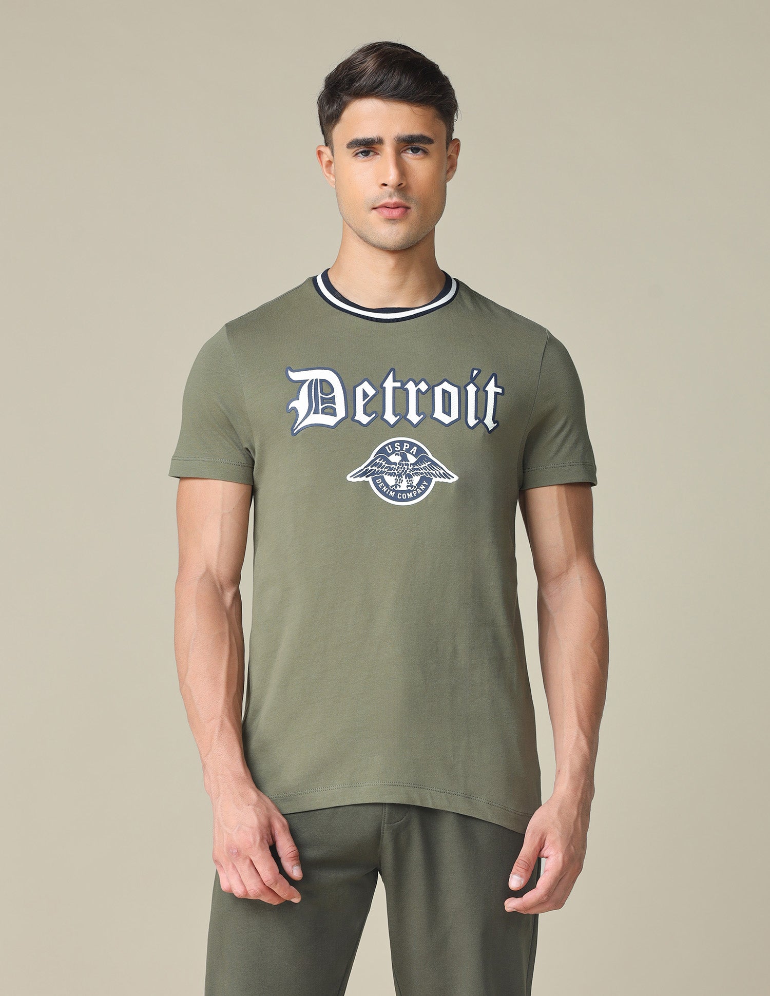 Muscle Fit Typographic Printed T-Shirt Green - U.S. POLO ASSN. | Large