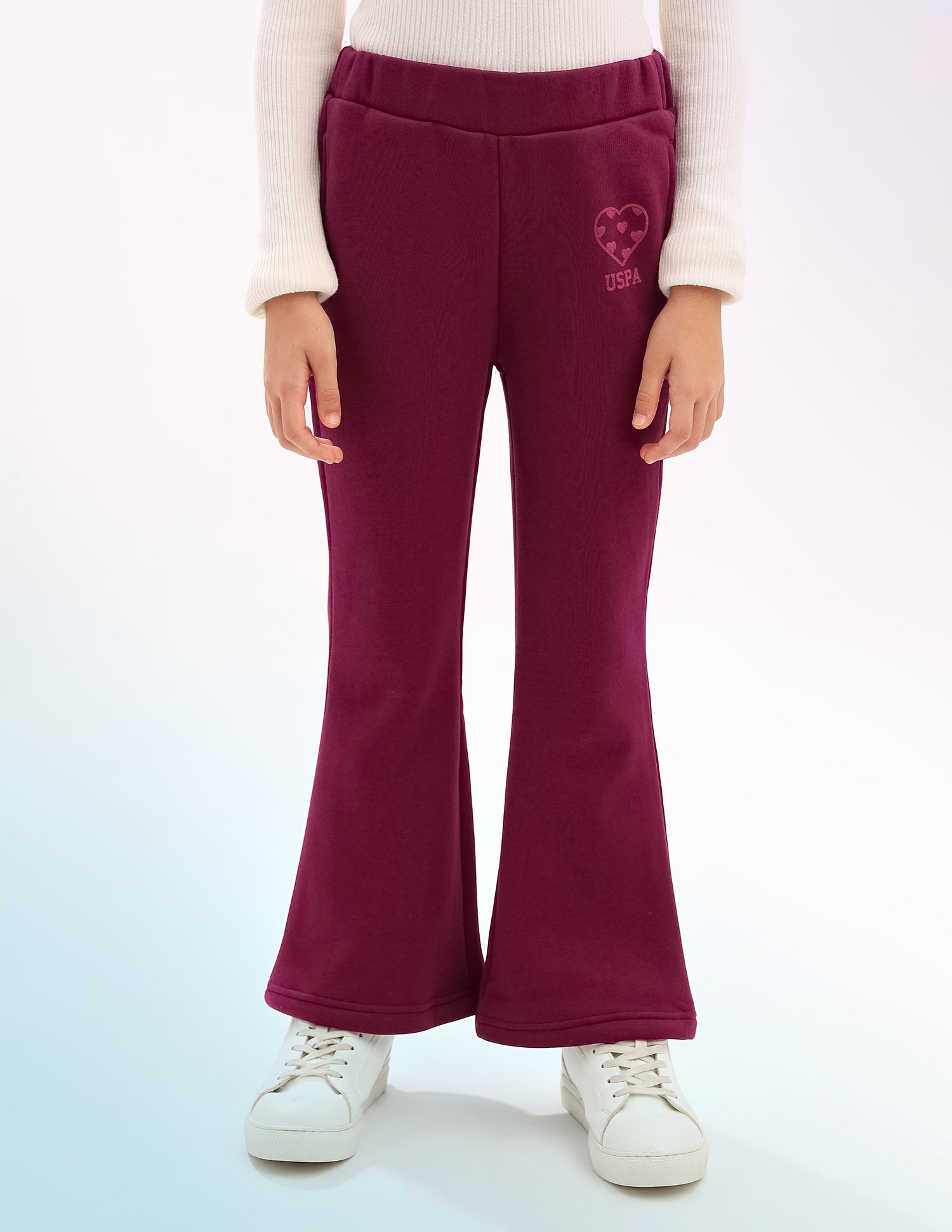 Girls Solid Regular Fit Flared Track Pants Wine - U.S. POLO ASSN. | Large