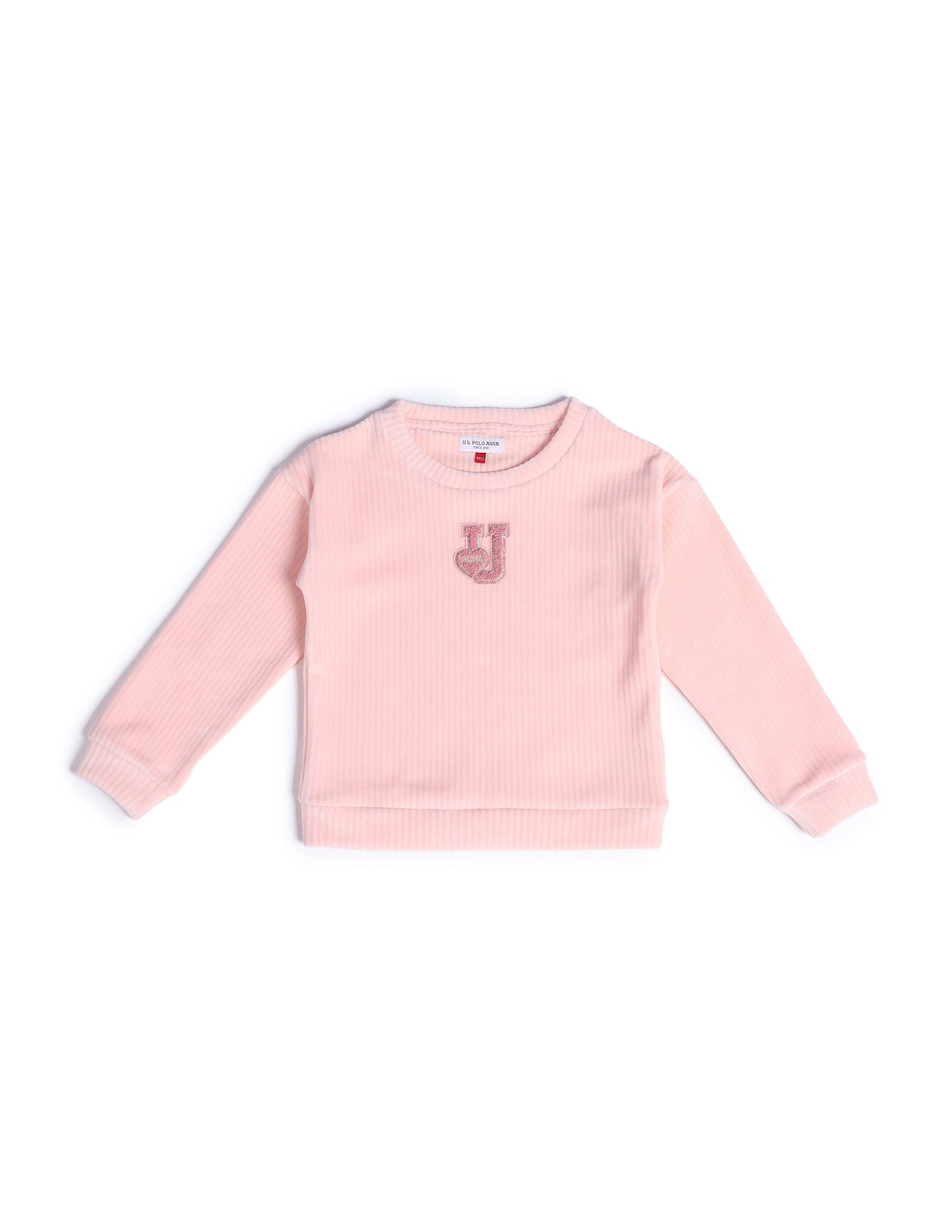Girls Ribbed Sweatshirt Light Pink - U.S. POLO ASSN. | Large