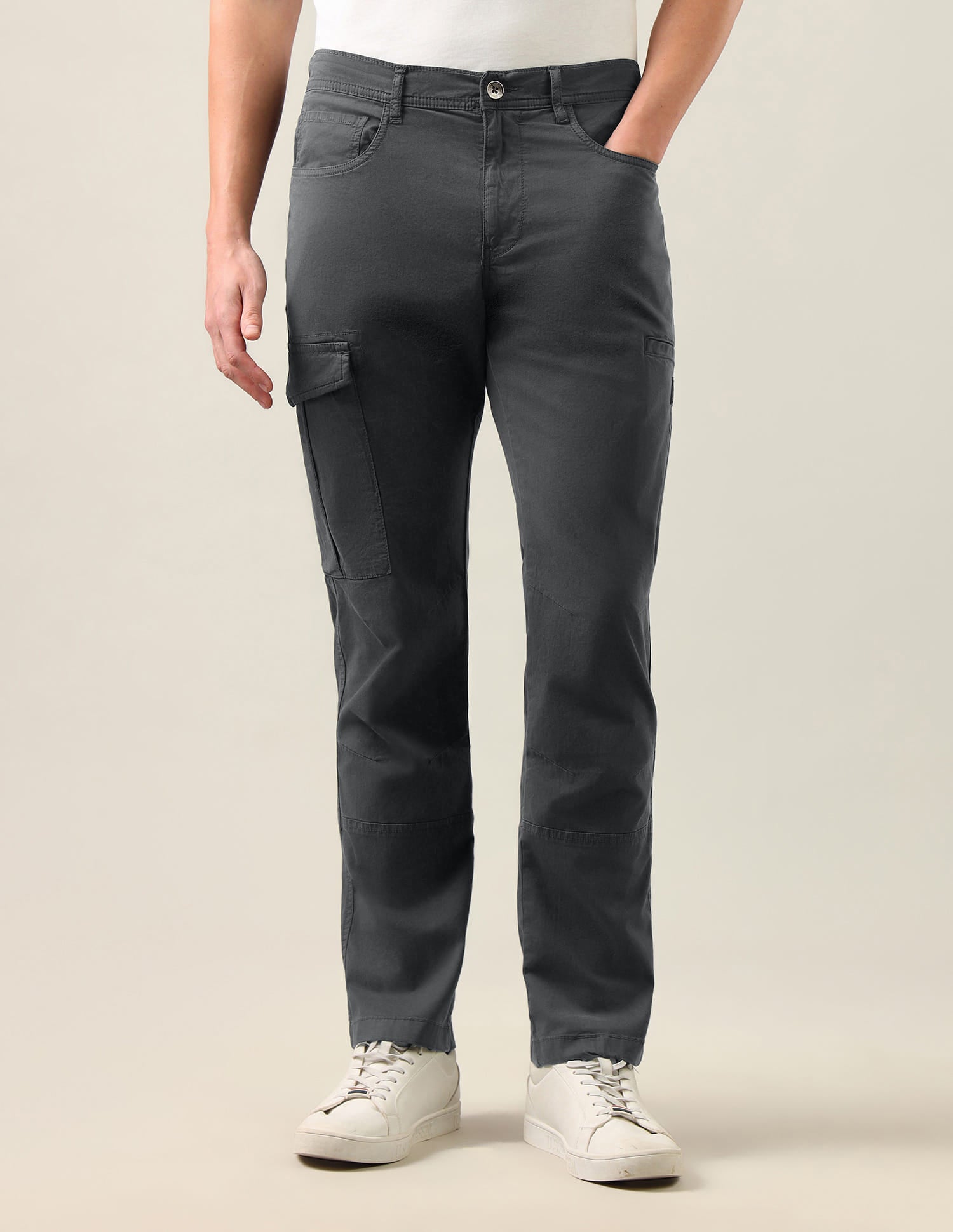 Harold Slim Straight Fit Twill Cargos Grey - U.S. Polo Assn. India | Large