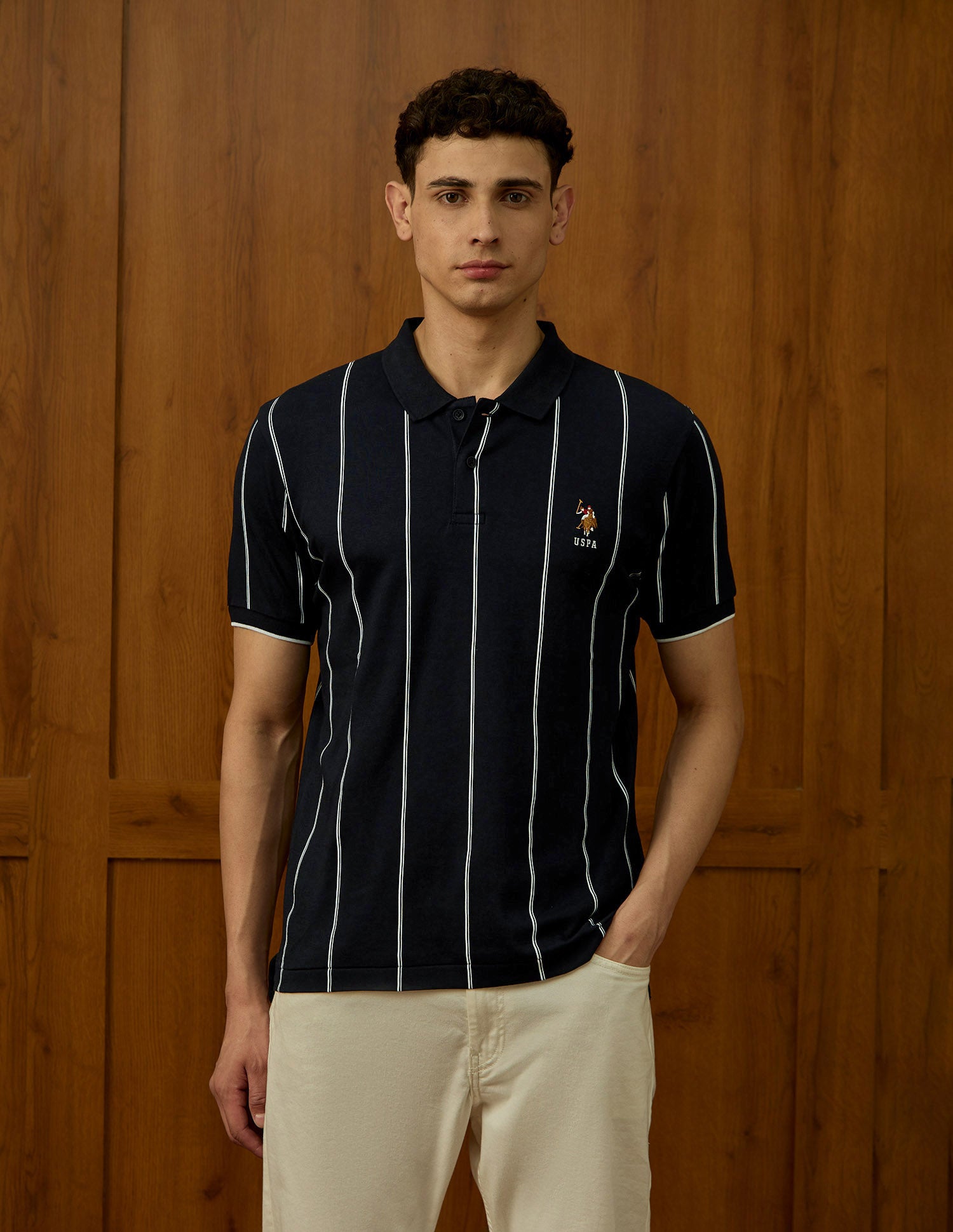 Vertical Striped Slim Fit Polo Shirt Navy - U.S. POLO ASSN. | Large