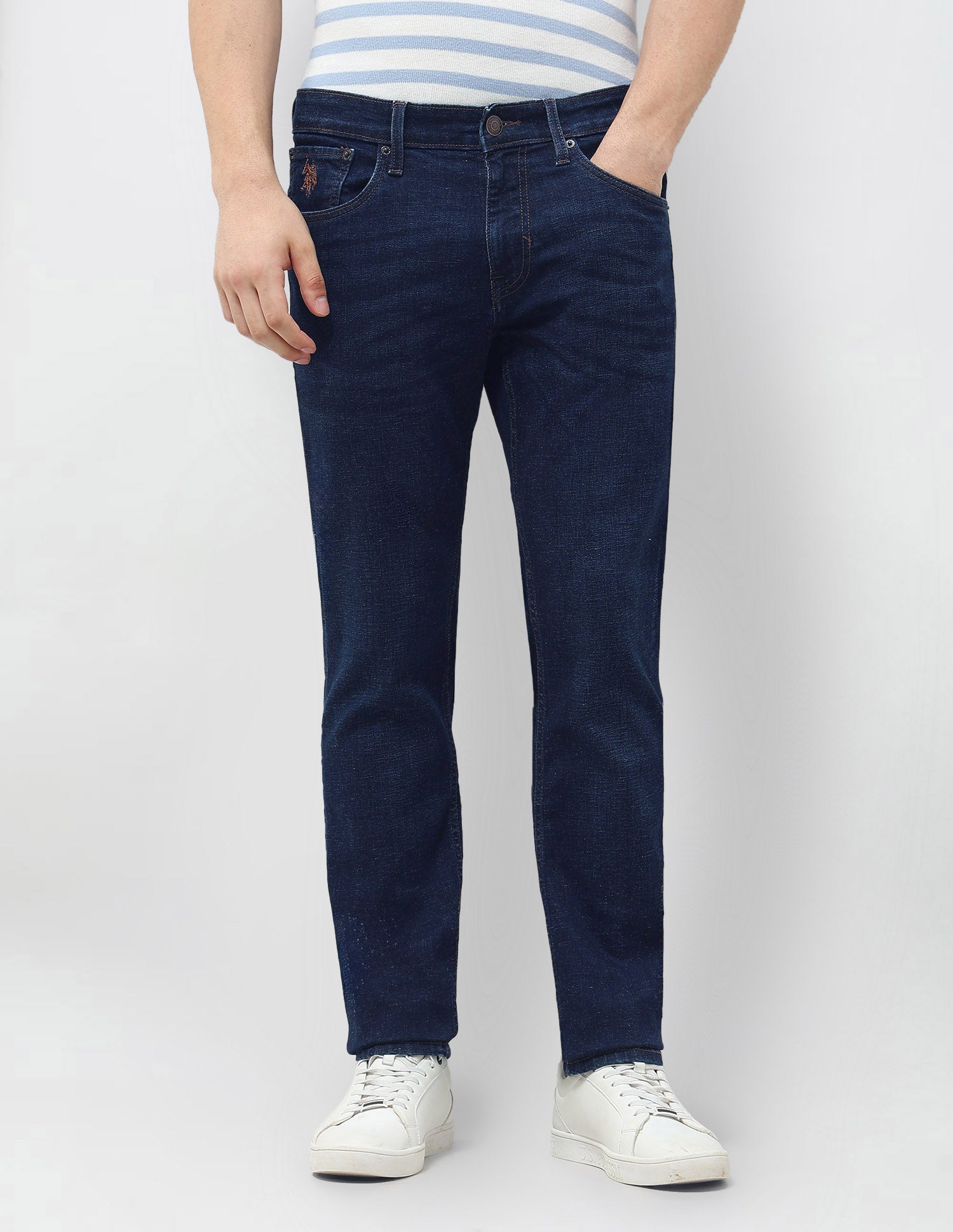 Brandon Slim Tapered Fit Whiskered Jeans Dark Wash - U.S. POLO ASSN. | Large