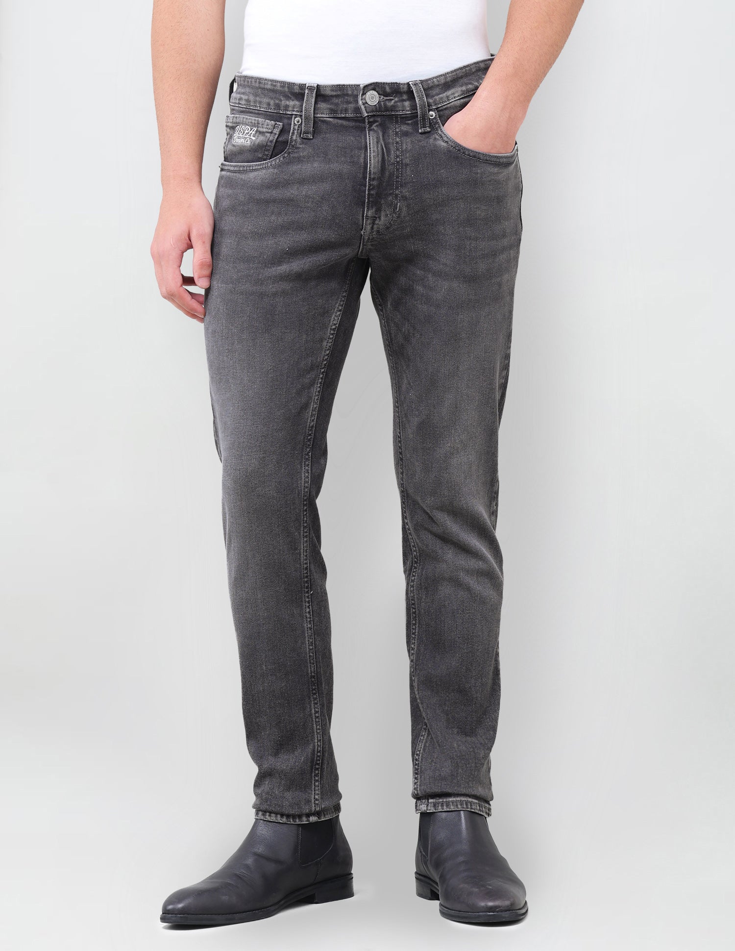 Brandon Slim Tapered Fit Grey Jeans Grey - U.S. Polo Assn. India | Large