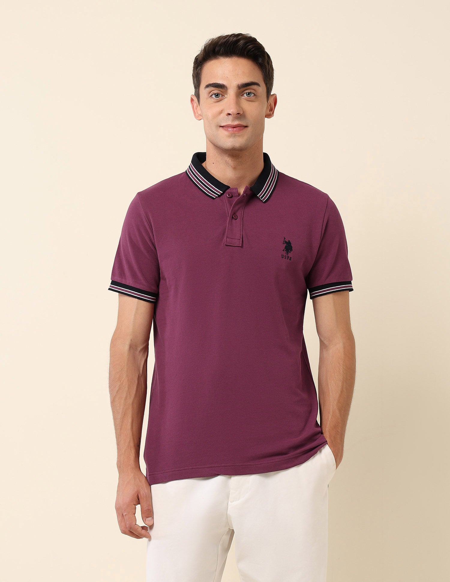 Pure Cotton Slim Fit Polo Shirt Maroon - U.S. Polo Assn. India | Large