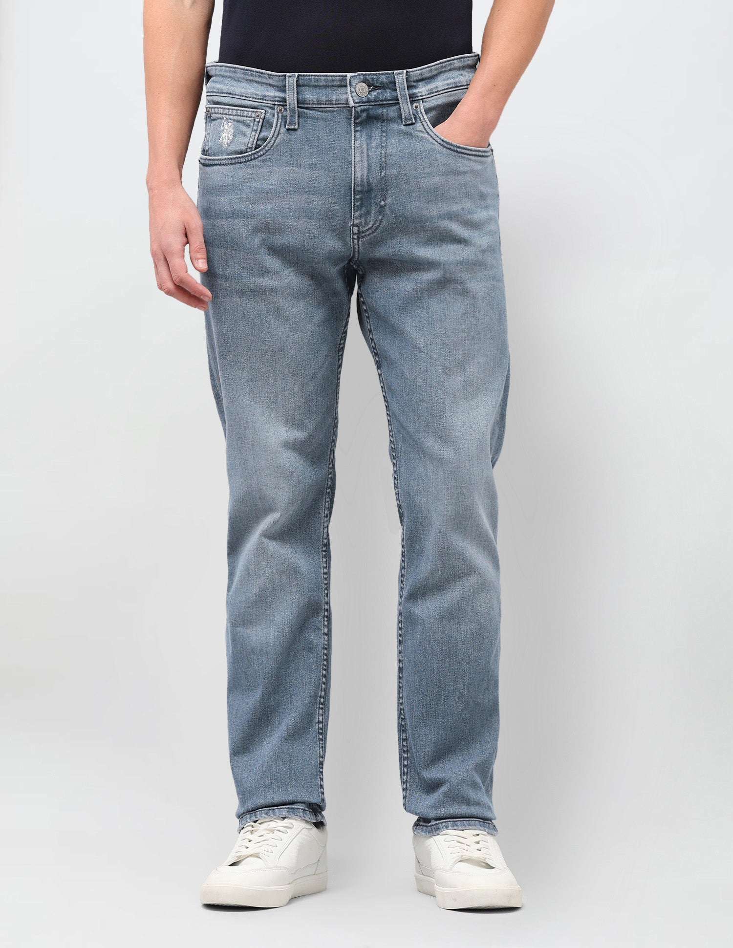 Harold Slim Straight Fit Blue Jeans Mid Blue - U.S. Polo Assn. India | Large