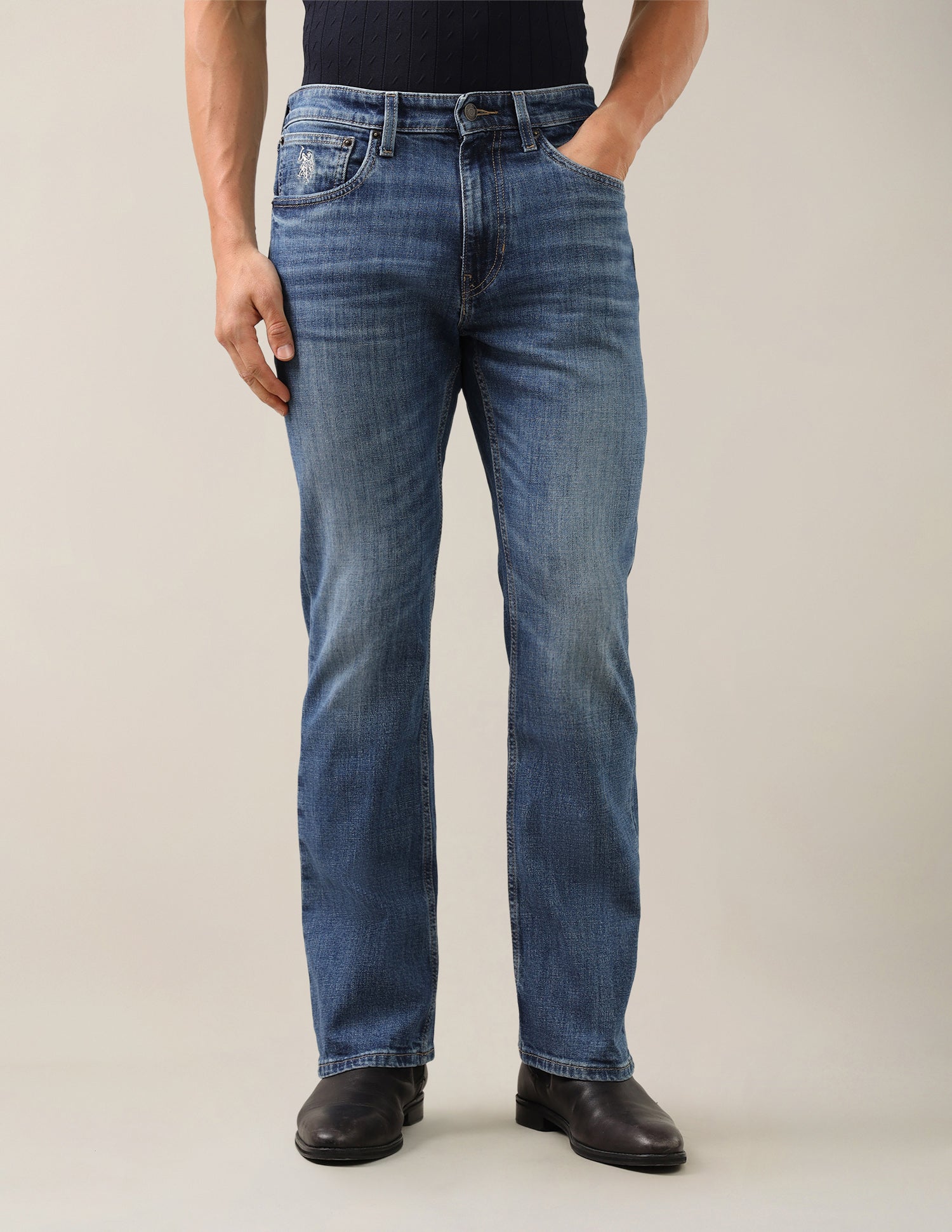Connor Bootcut Fit Blue Jeans Mid Blue - U.S. Polo Assn. India | Large