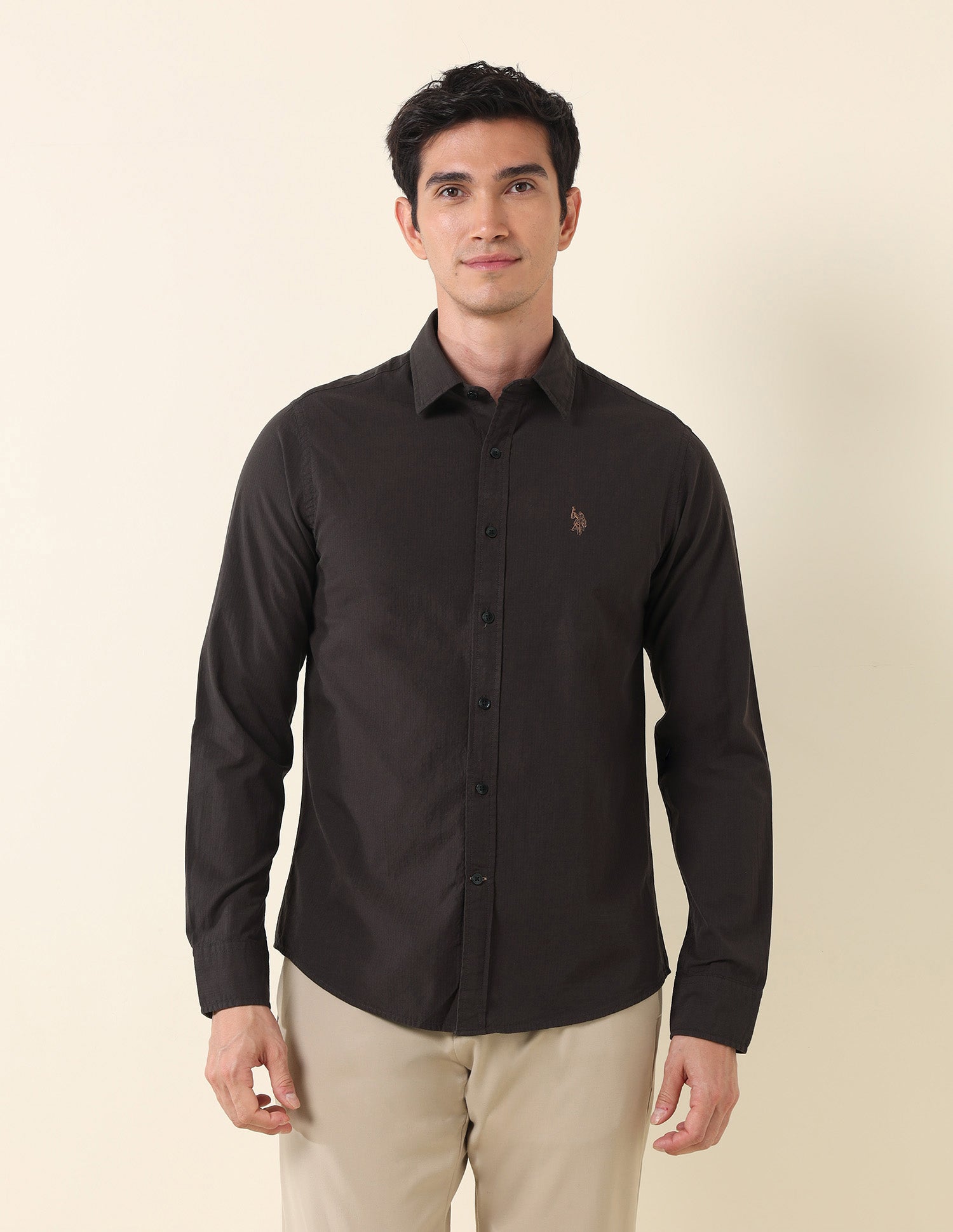 Solid Tailored Fit Shirt Choco - U.S. Polo Assn. India | Large