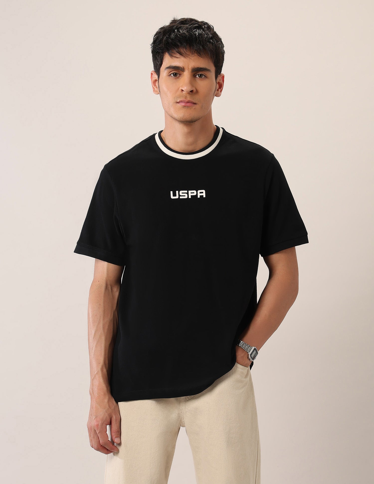 Relaxed Fit Pure Cotton T-Shirt Black - U.S. Polo Assn. India | Large