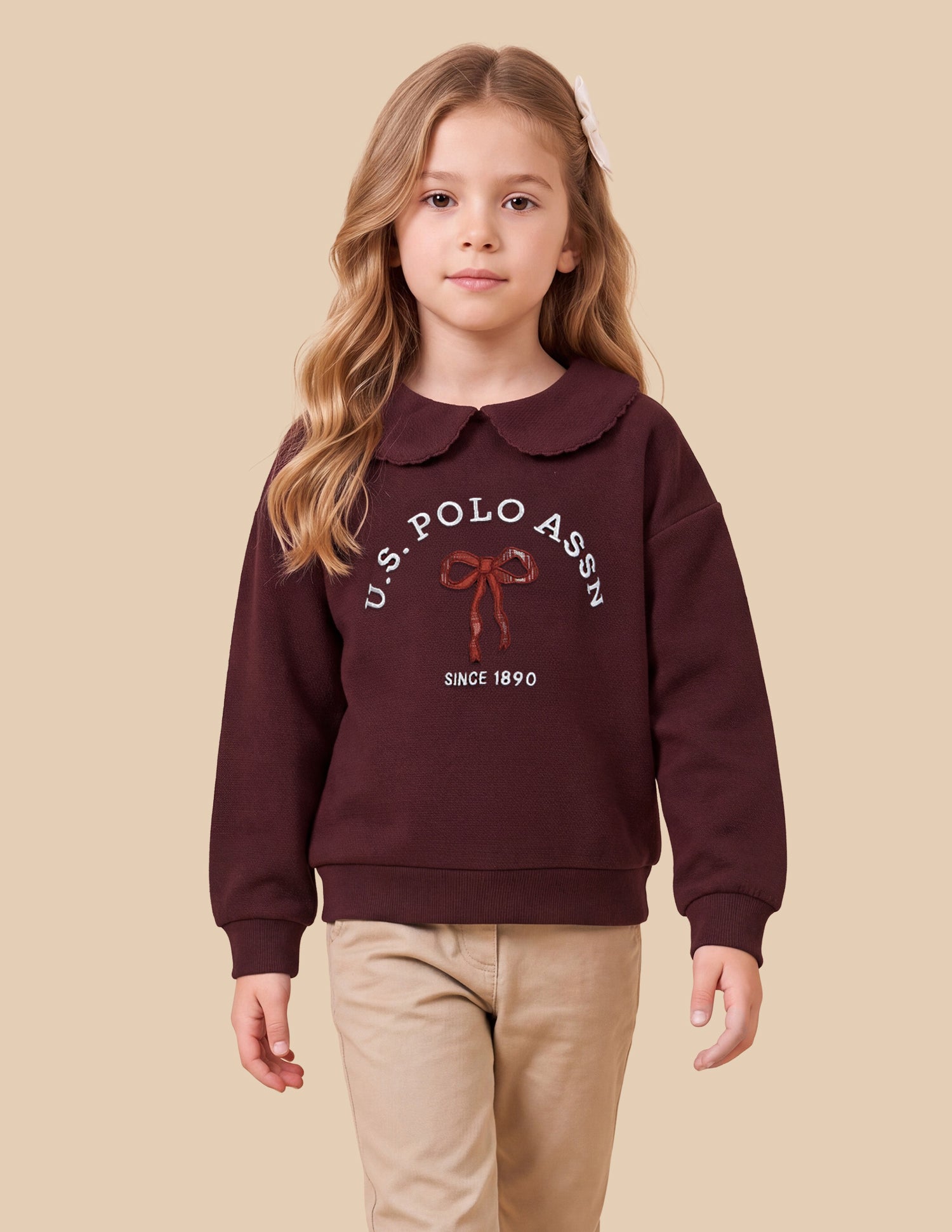 Brand Applique Relaxed Fit Sweatshirt Maroon - U.S. Polo Assn. India | Large
