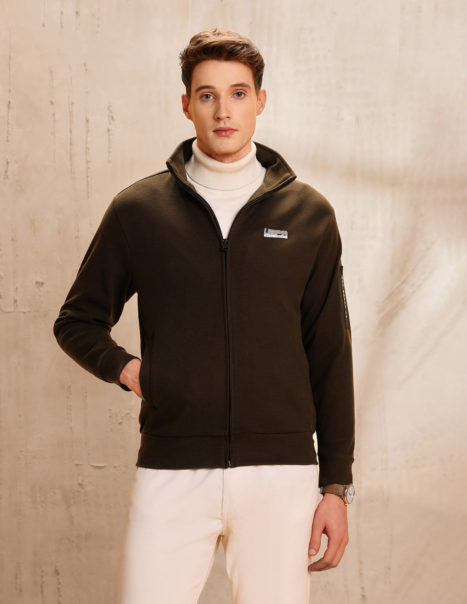 Solid Legend Of Horseshoe Sweatshirt Dark Khaki - U.S. POLO ASSN. | Large