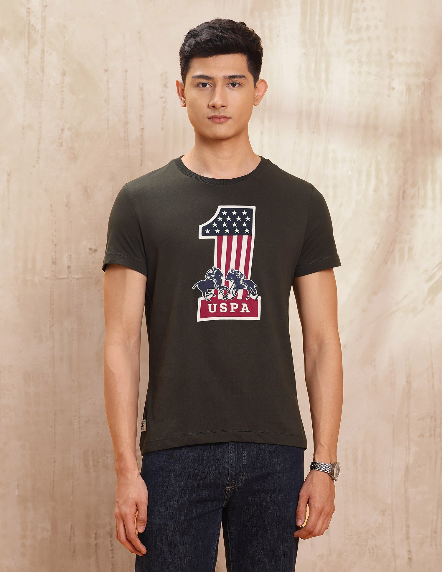 Graphic Printed Regular Fit T Shirt Olive - U.S. POLO ASSN. | Large