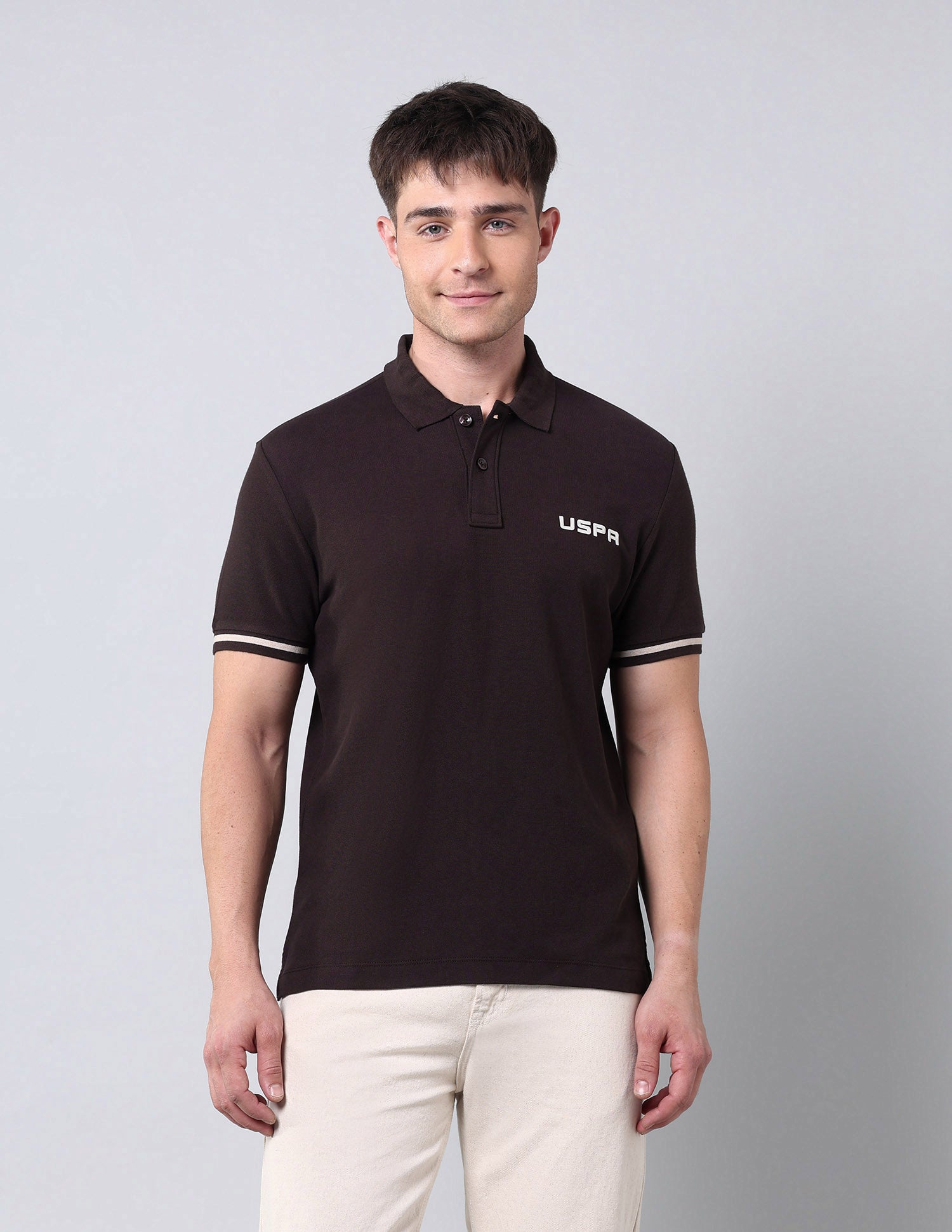 Solid Muscle Fit Americana Polo Shirt Dark Brown - U.S. Polo Assn. India | Large
