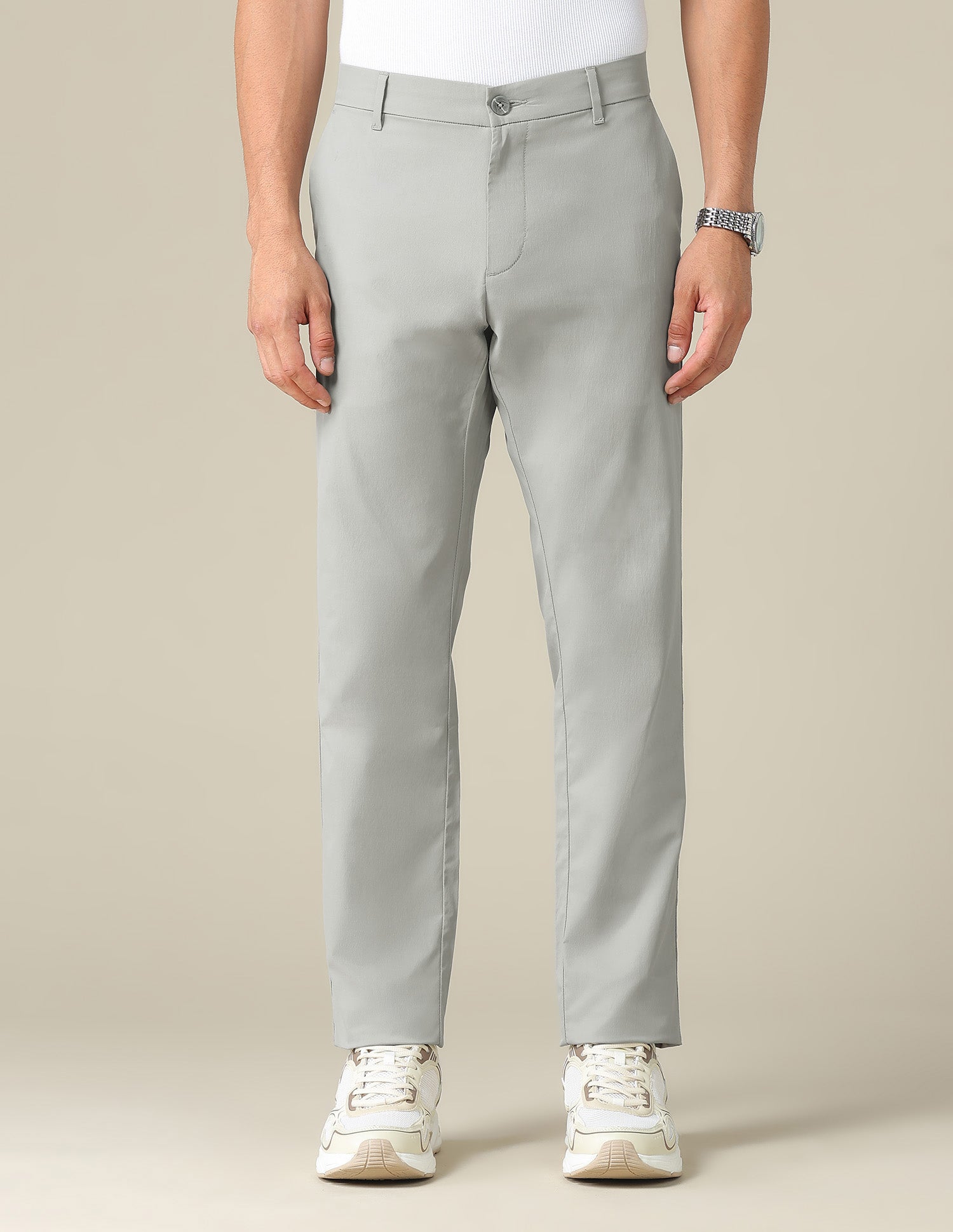 Austin Slim Fit Mid Rise Trousers Light Grey - U.S. POLO ASSN. | Large