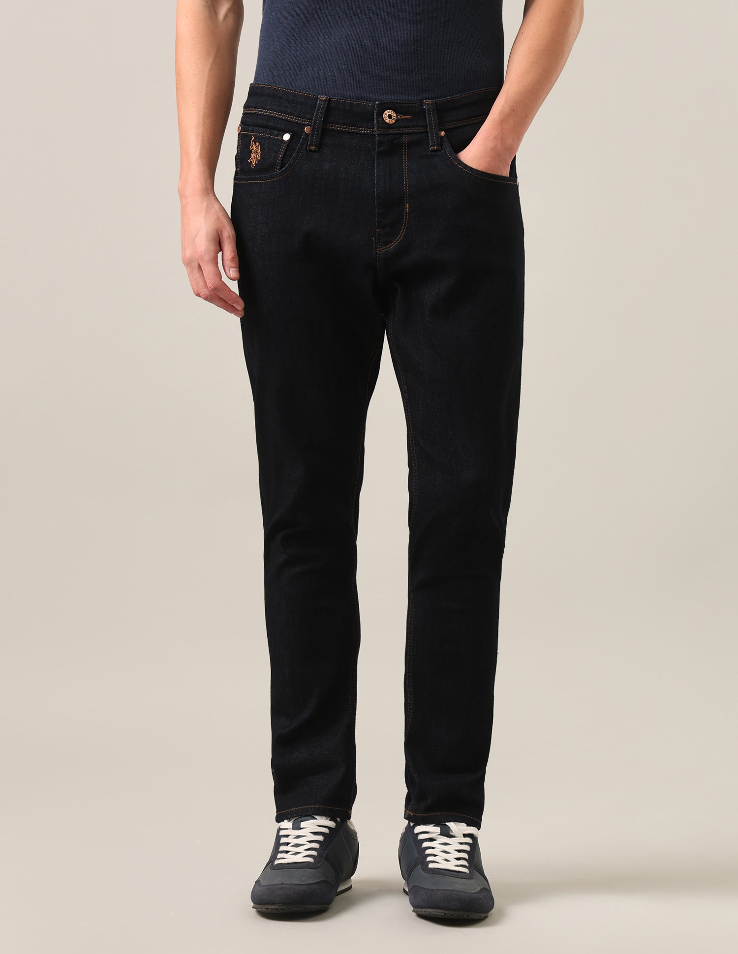 Henry Tapered Fit Blue Jeans Rinse Blue - U.S. Polo Assn. India | Large