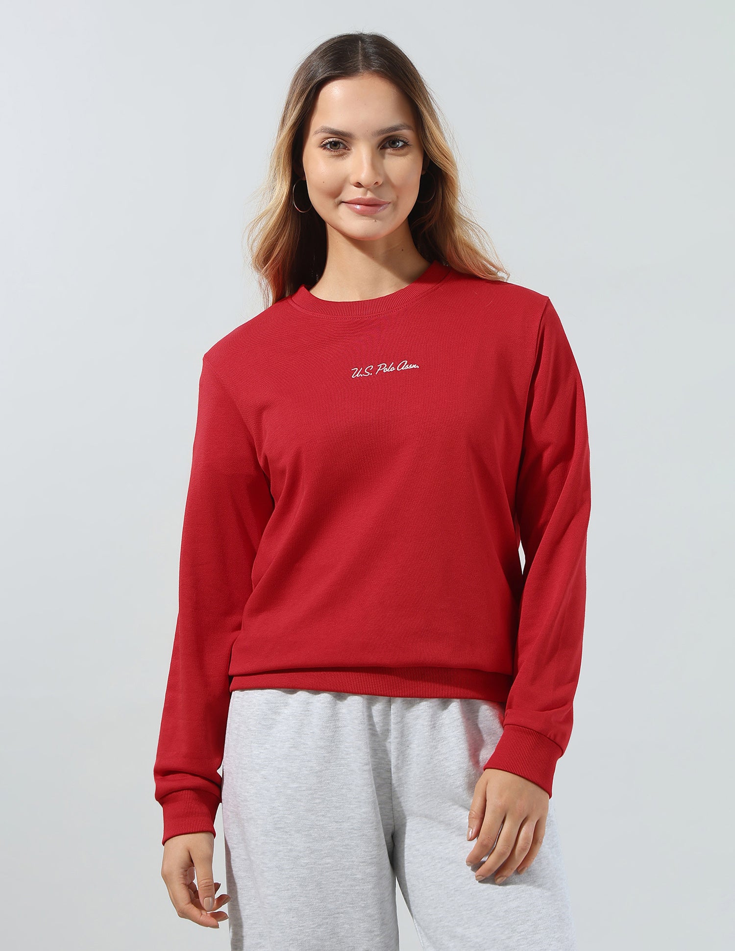 Solid Relaxed Fit Sweatshirt Red - U.S. Polo Assn. India | Large