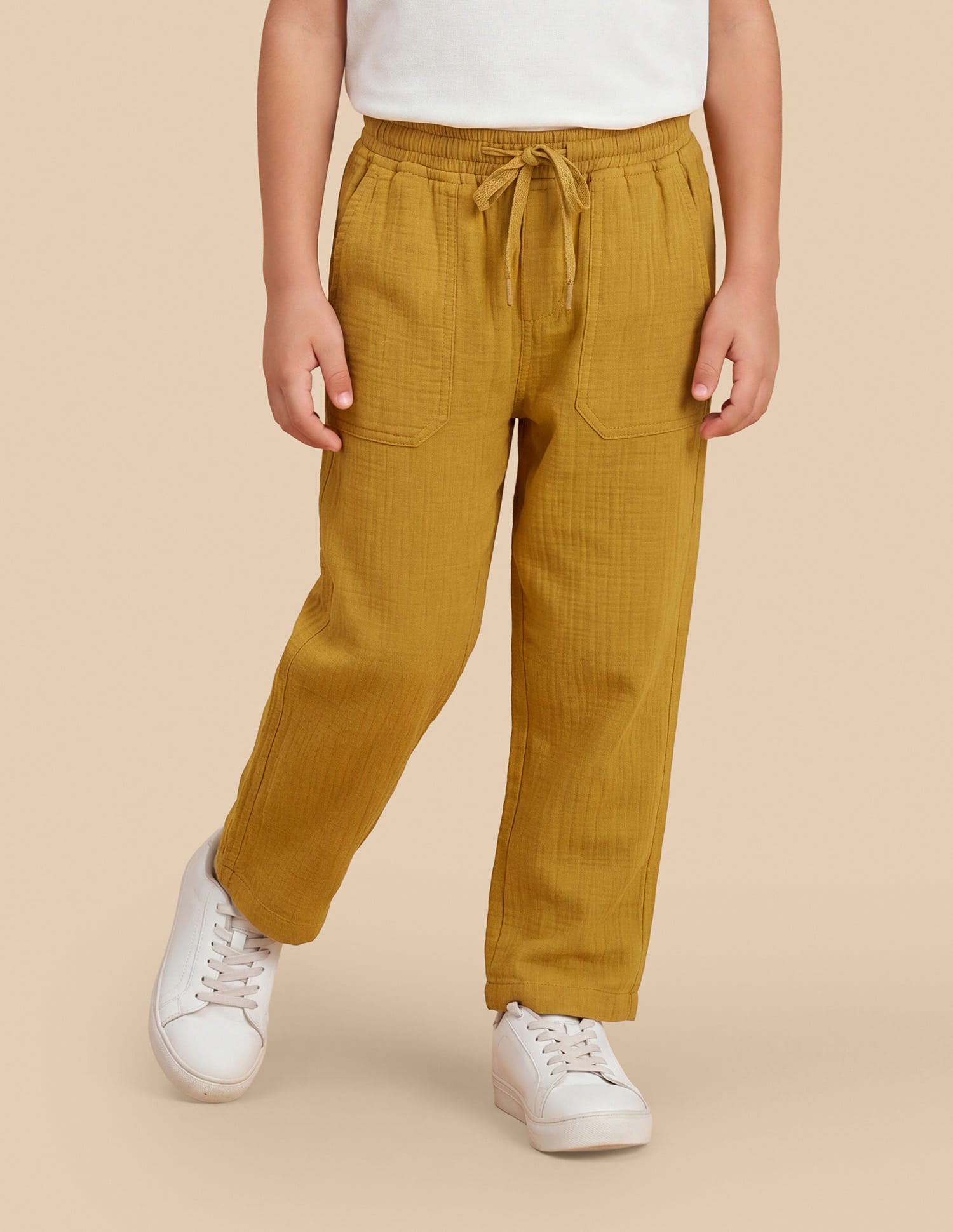 Solid Relaxed Fit Trousers Mustard - U.S. Polo Assn. India | Large