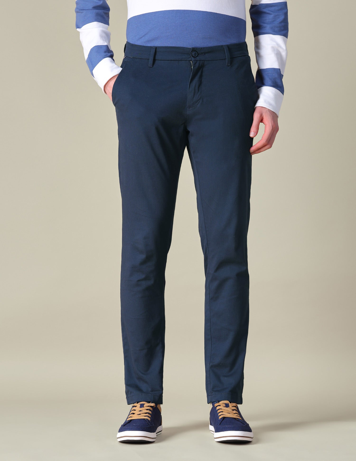 Twill Austin Trim Regular Fit Trousers Navy - U.S. POLO ASSN. | Large