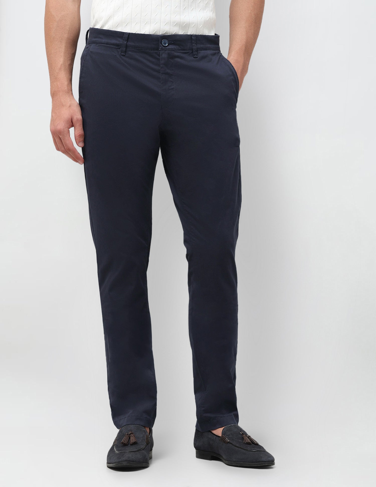 Denver Slim Fit Satin Trousers Navy - U.S. Polo Assn. India | Large