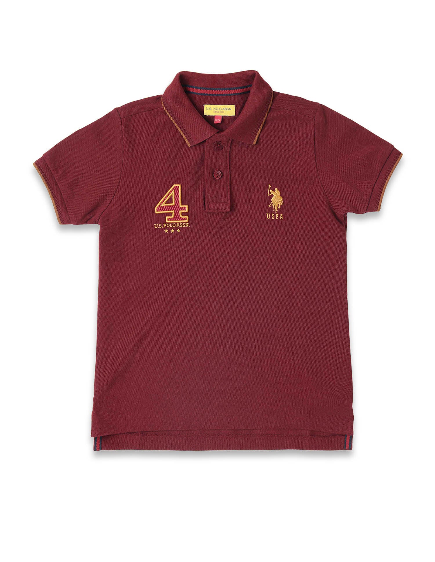 Boys Brand Appliqued Regular Fit Polo Shirt Burgundy - U.S. POLO ASSN. | Large