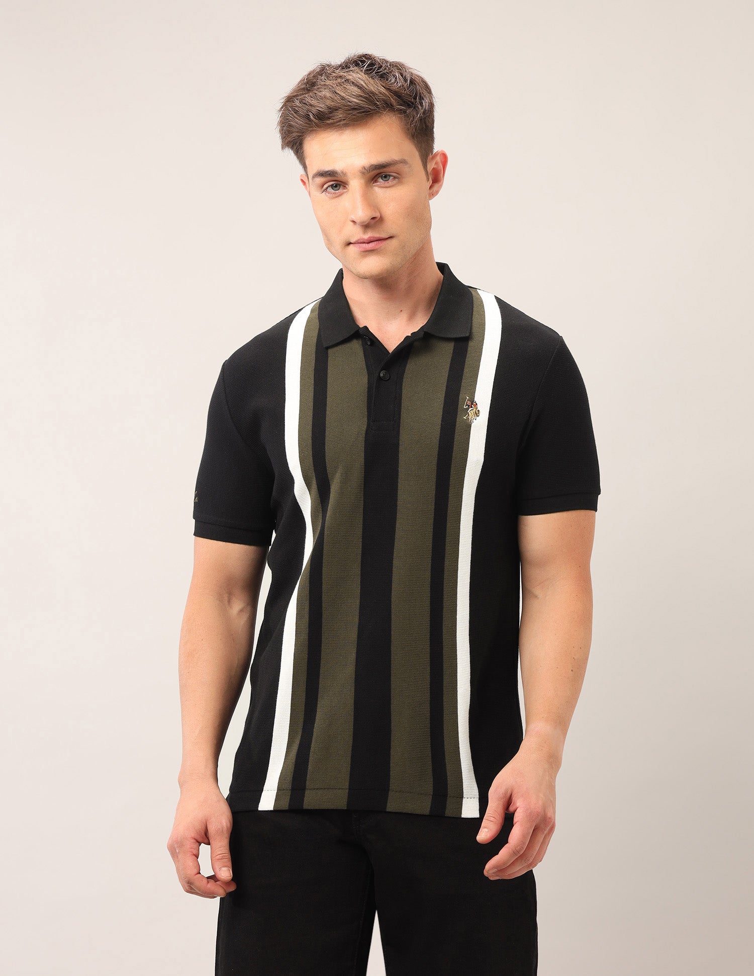 Muscle Fit Outdoor Polo Shirt Black - U.S. Polo Assn. India | Large