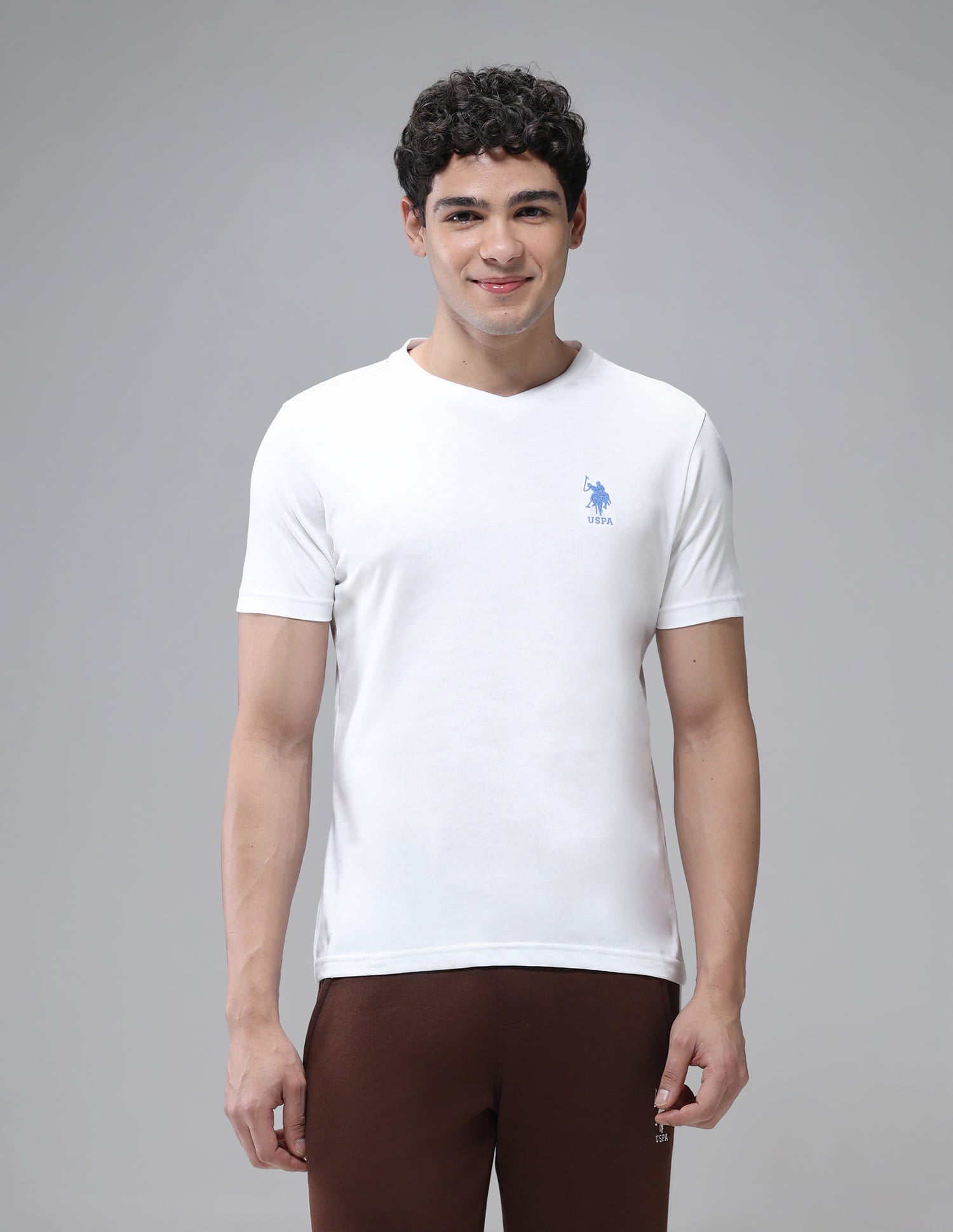 V-Neck Embroidered Logo I638 Lounge T-Shirt - Pack Of 1 White - U.S. Polo Assn. India | Large