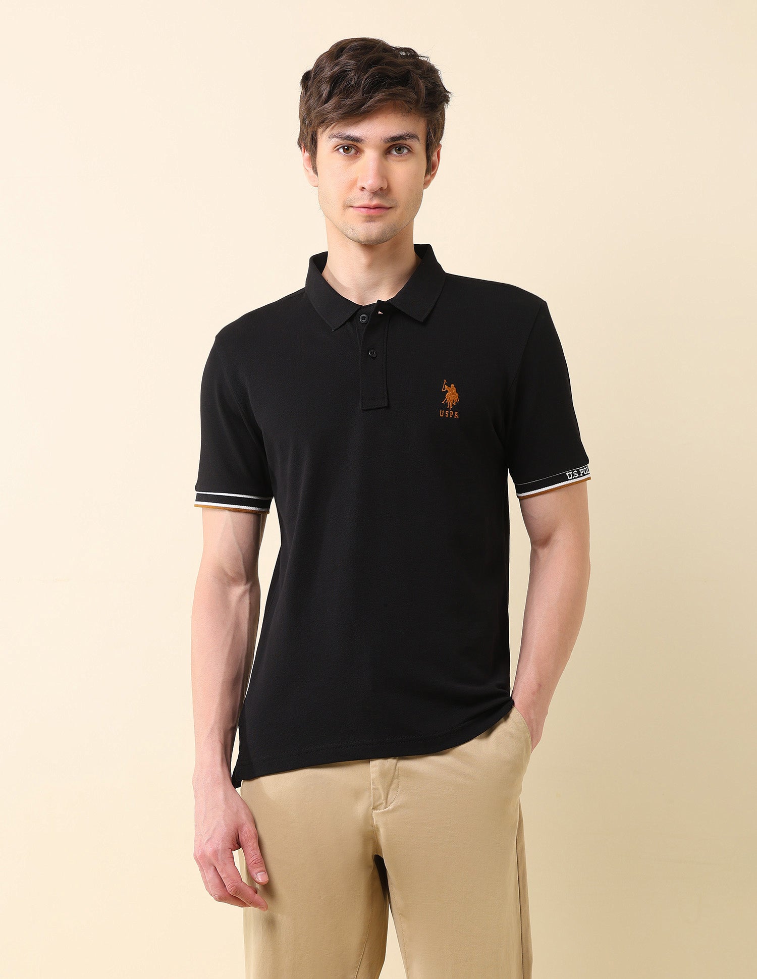 Solid Modern Monochrome Polo Shirt Black - U.S. Polo Assn. India | Large