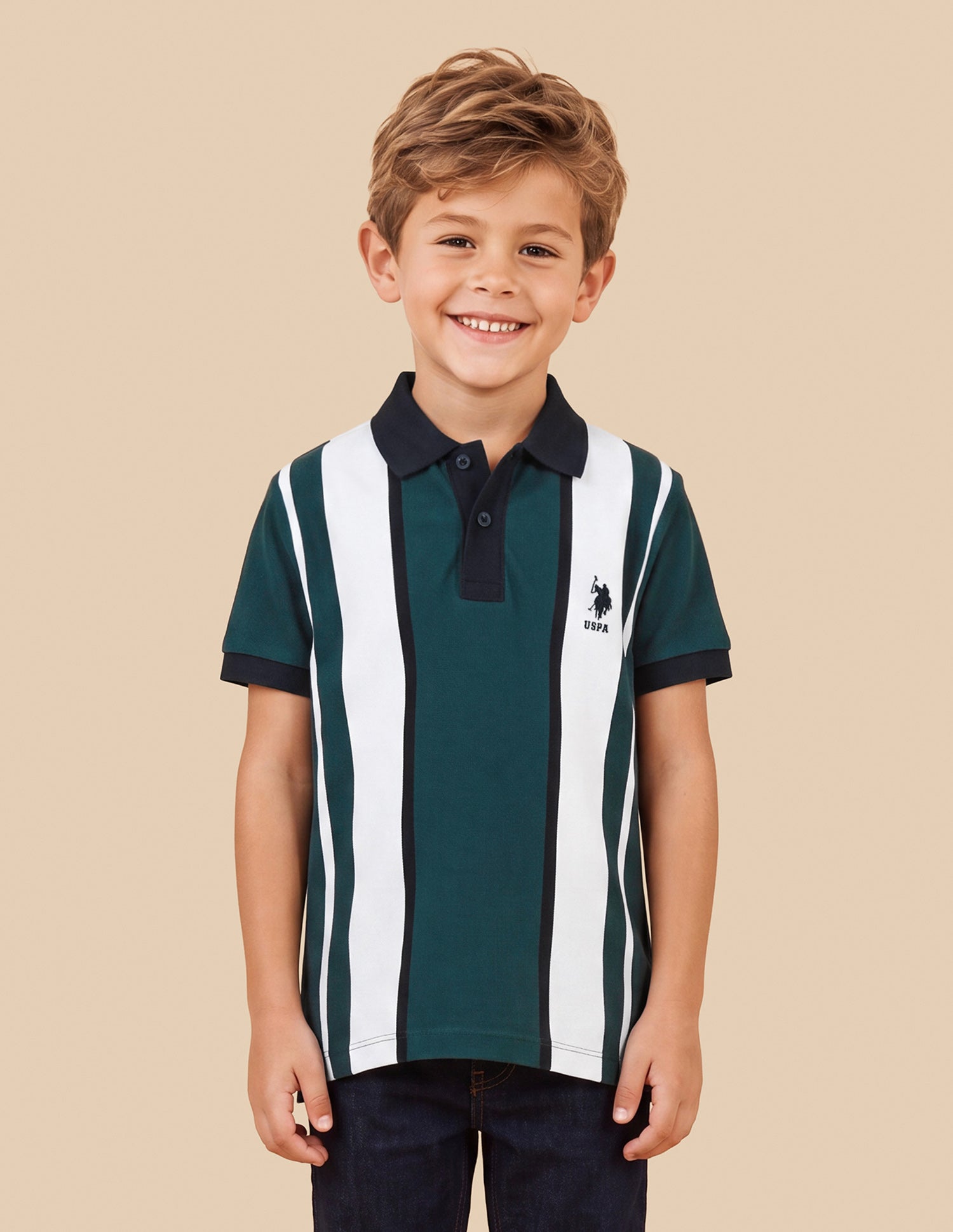 Vertical Striped Regular Fit Polo Shirt Teal - U.S. Polo Assn. India | Large