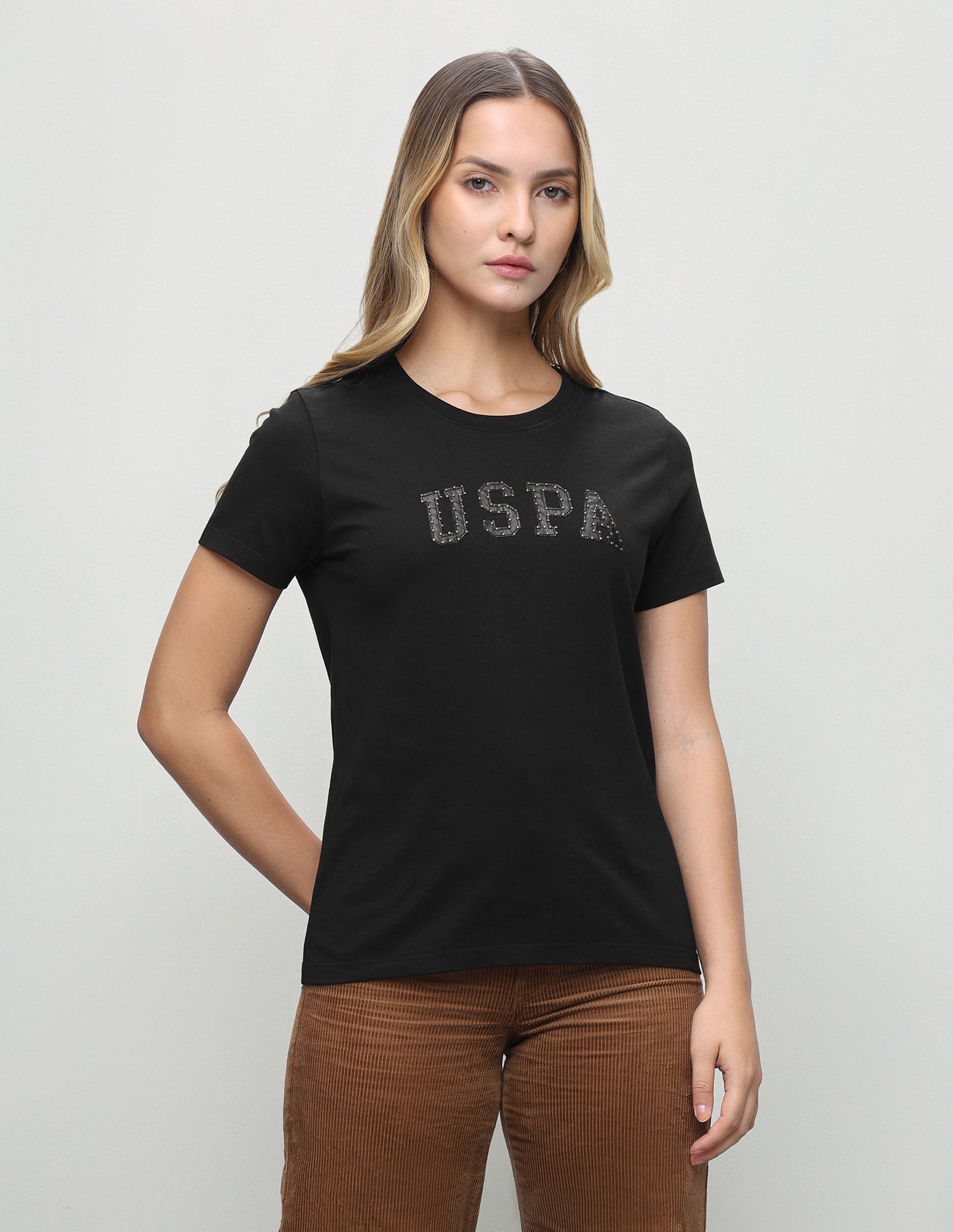 Brand Embellished Regular Fit T-Shirt Black - U.S. Polo Assn. India | Large