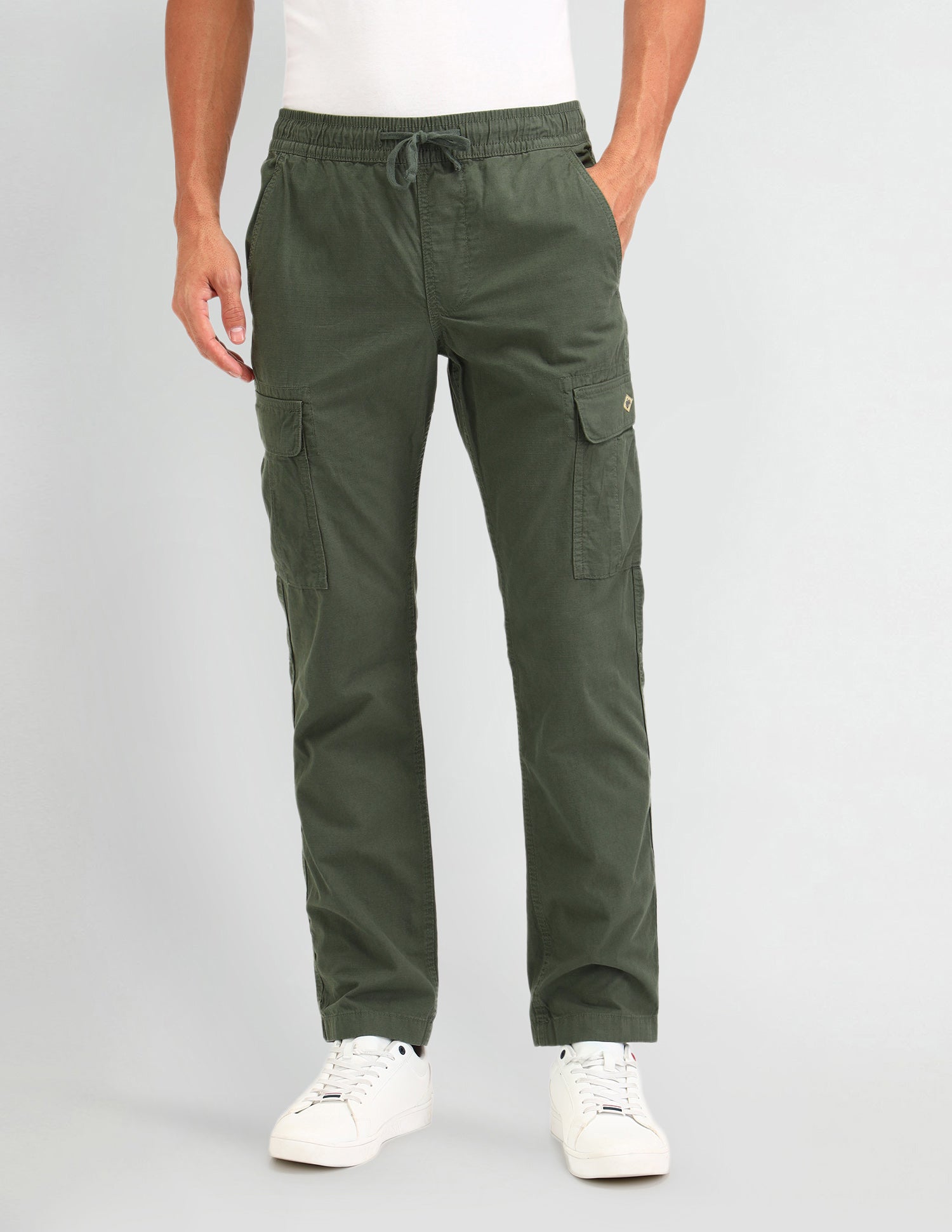 Straight Fit Textured Trousers Military Green - U.S. POLO ASSN. | Large