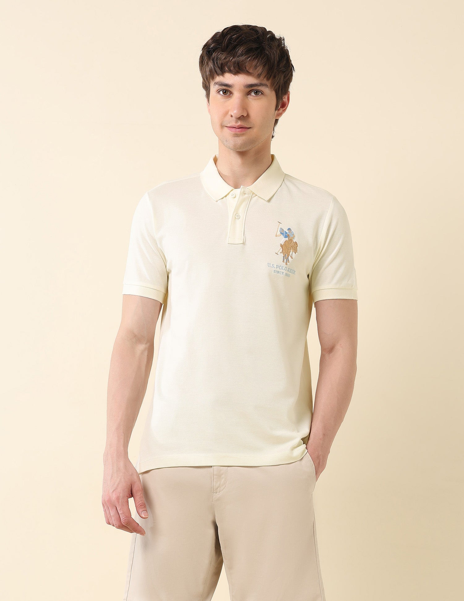 Slim Fit Summer Splash Polo Shirt White - U.S. Polo Assn. India | Large