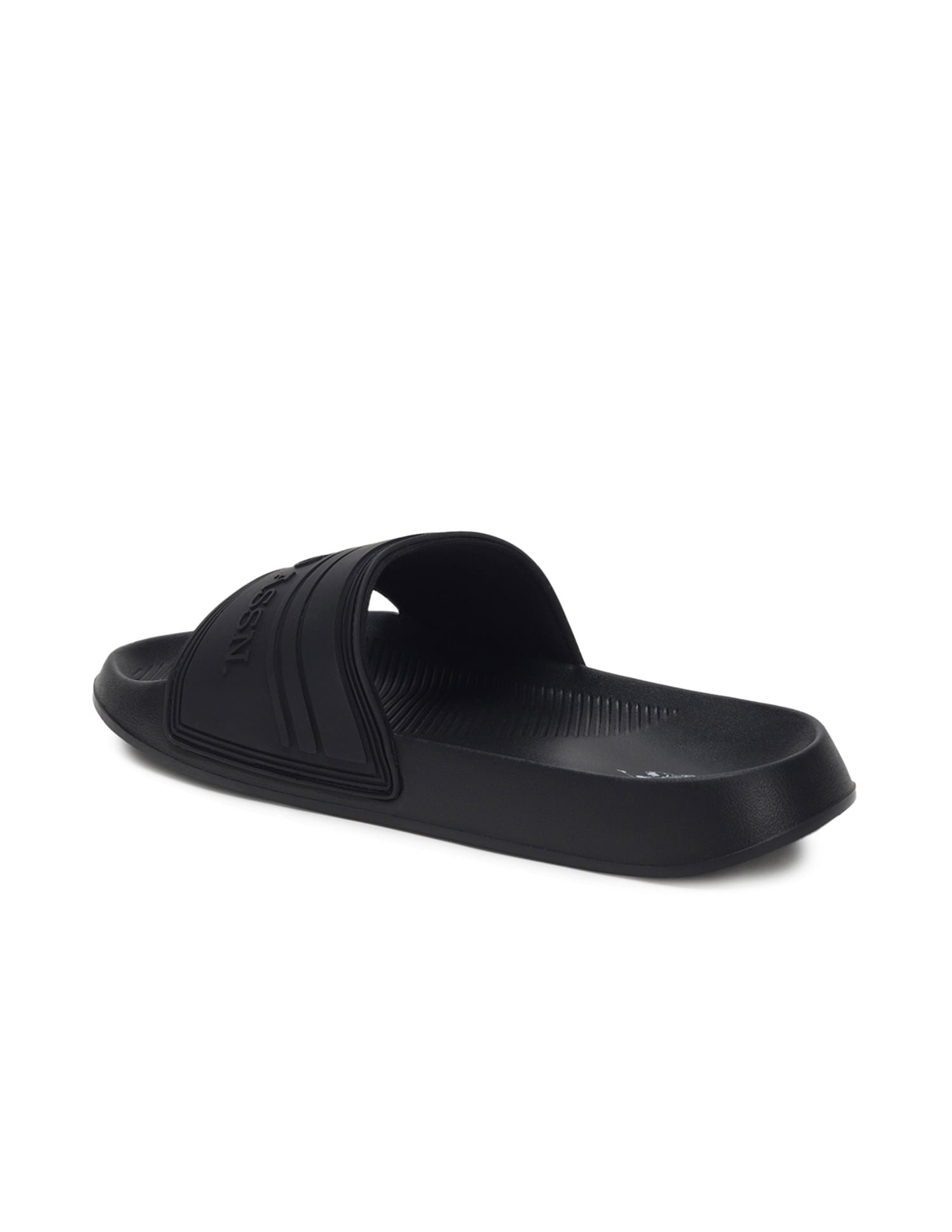 Men Embossed Logo Non-Skid Lightweight Nilsson Slides Black - U.S. Polo Assn. India | Large