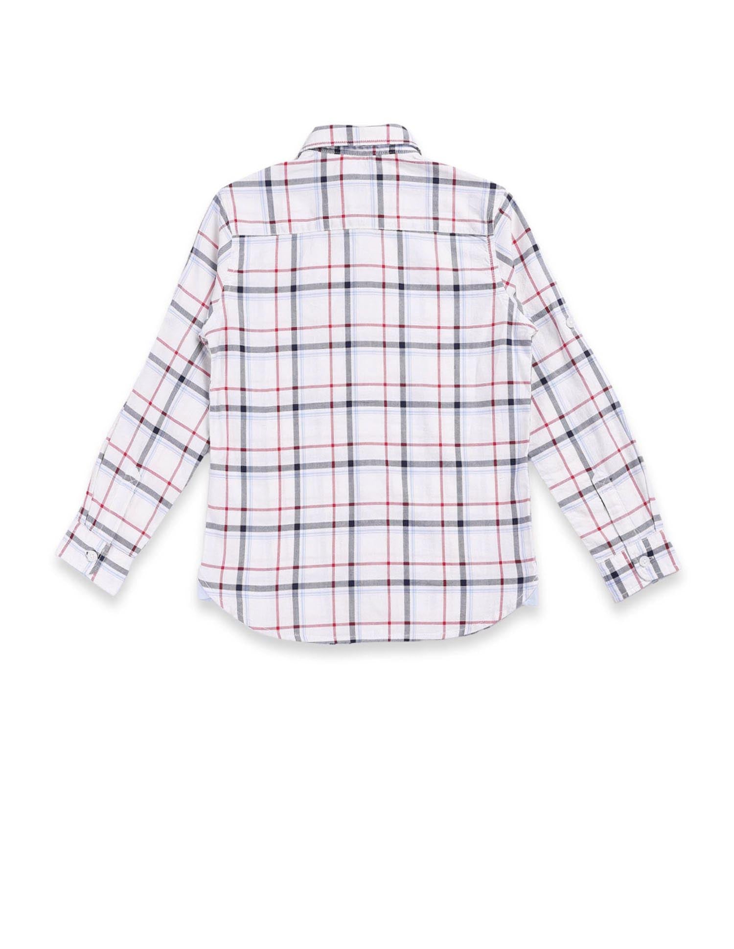Boys Tartan Check Cotton Shirt White - U.S. Polo Assn. India | Large