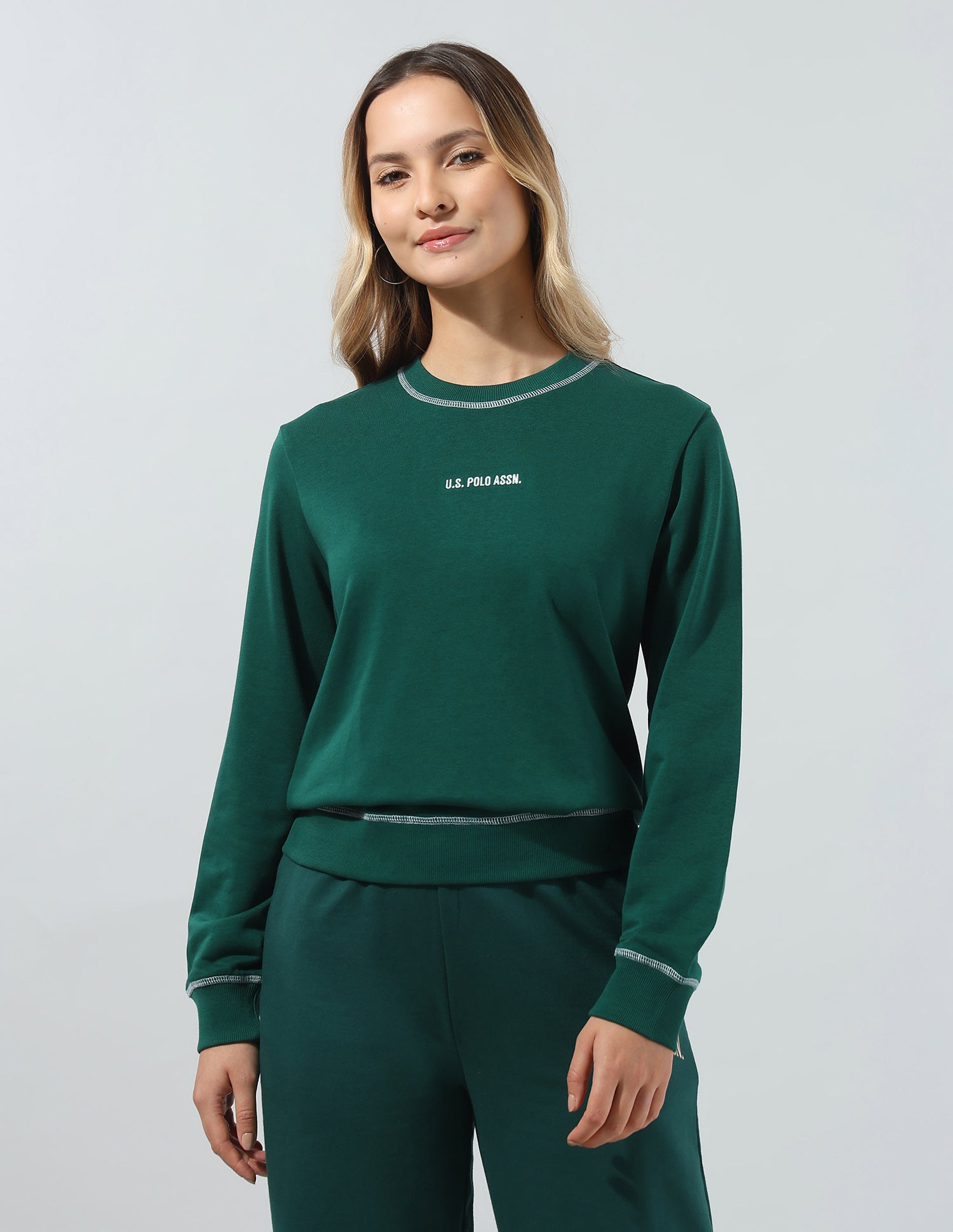 Solid Relaxed Fit Sweatshirt Dark Green - U.S. Polo Assn. India | Large