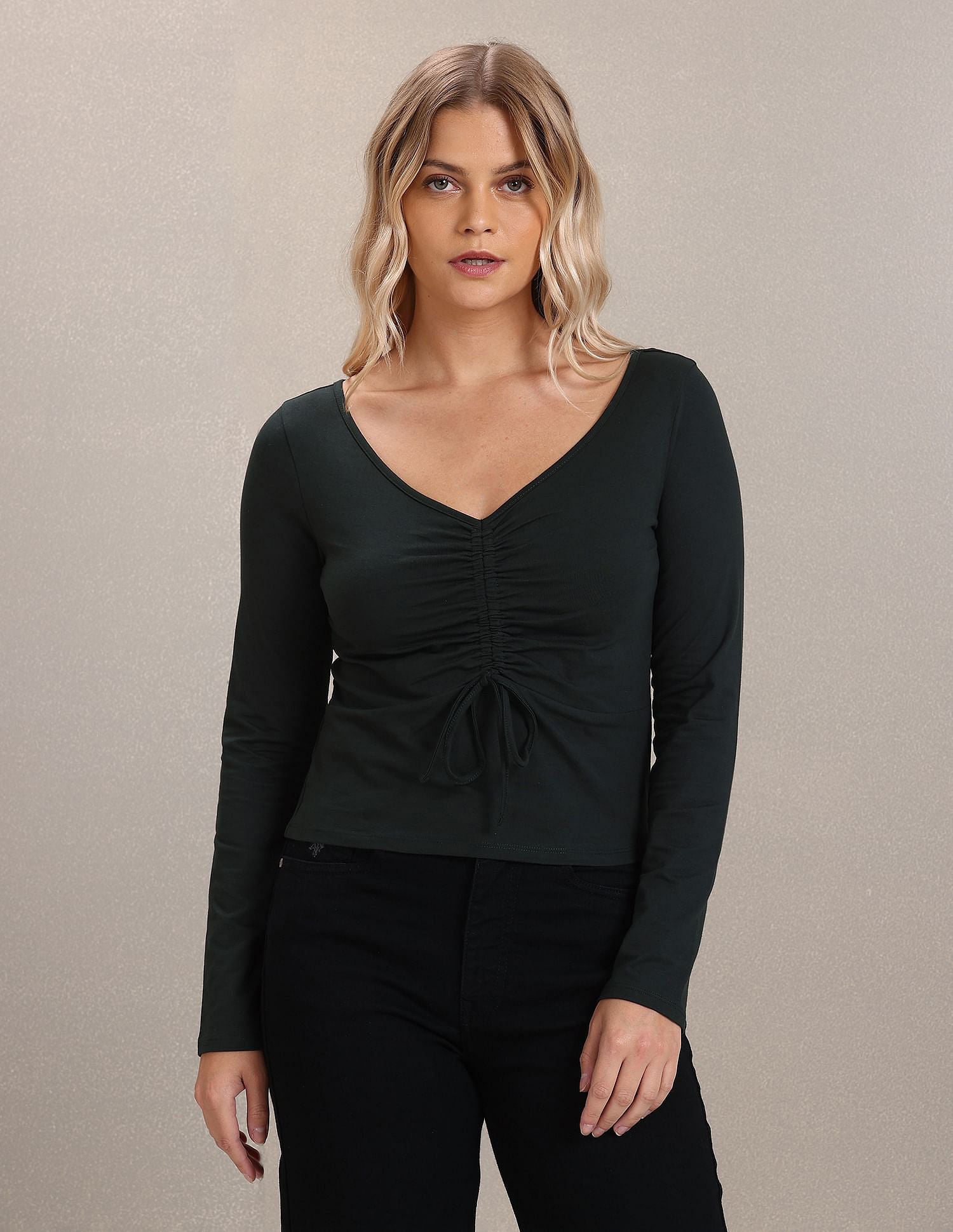 Long Sleeve Solid Top Dark Green - U.S. Polo Assn. India | Large