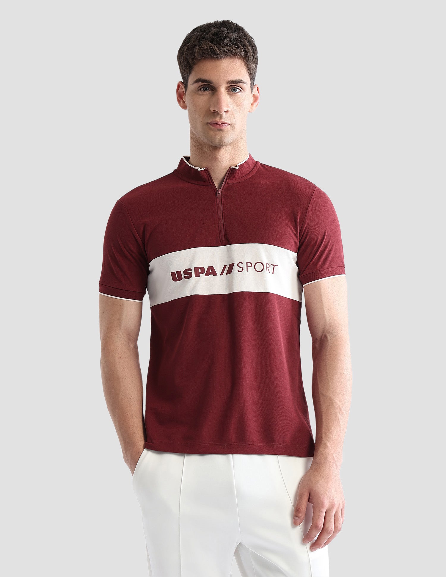 Brand Embossed Regular Fit Active Polo Shirt Maroon - U.S. POLO ASSN. | Large