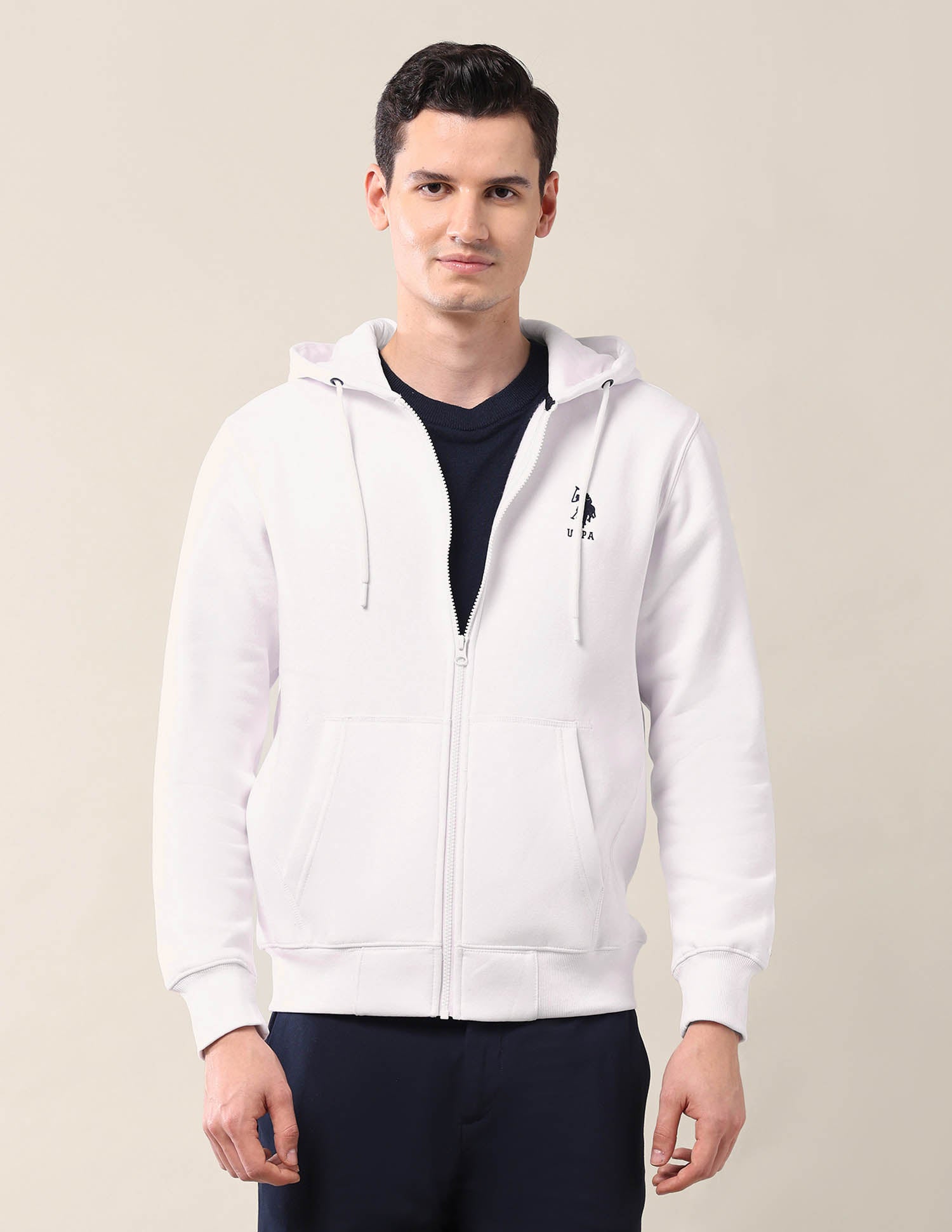 Solid Regular Fit Sweatshirt White - U.S. POLO ASSN. | Large