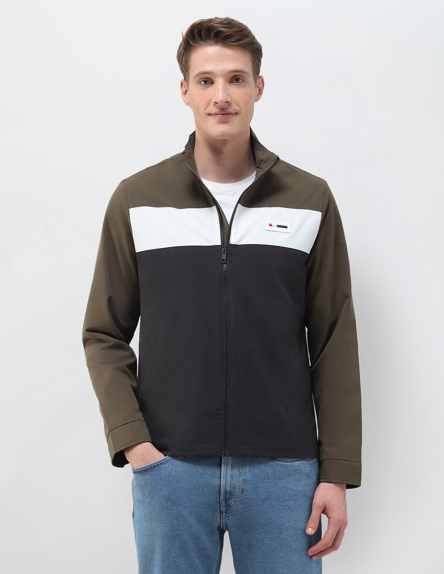 Colour Blocked Regular Fit Casual Jacket Dark Olive - U.S. POLO ASSN. | Large
